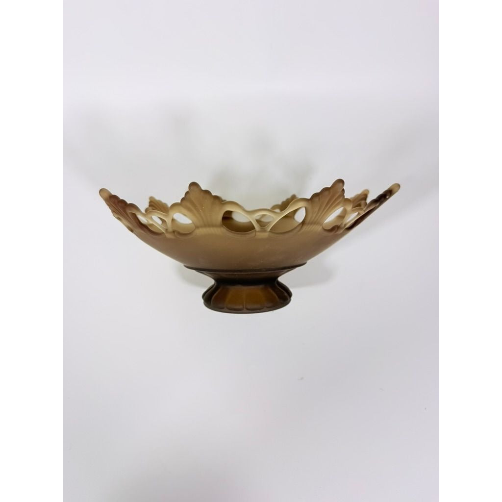 Fruit Bowl Centerpiece Bowl Compote Westmoreland Glass Brown Mist Amber Glass Art Glassware Doric Reticulated Lace Ring and Petal
