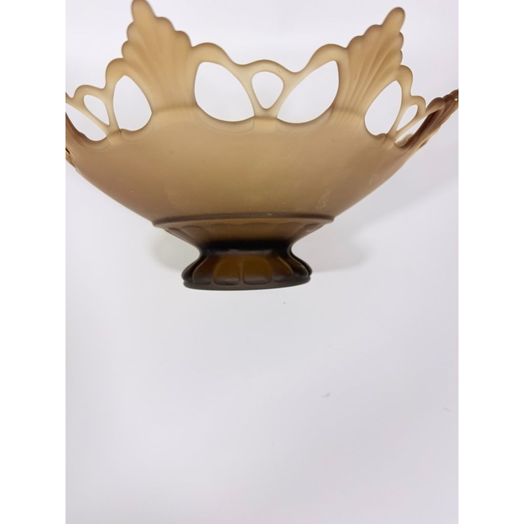 Fruit Bowl Centerpiece Bowl Compote Westmoreland Glass Brown Mist Amber Glass Art Glassware Doric Reticulated Lace Ring and Petal