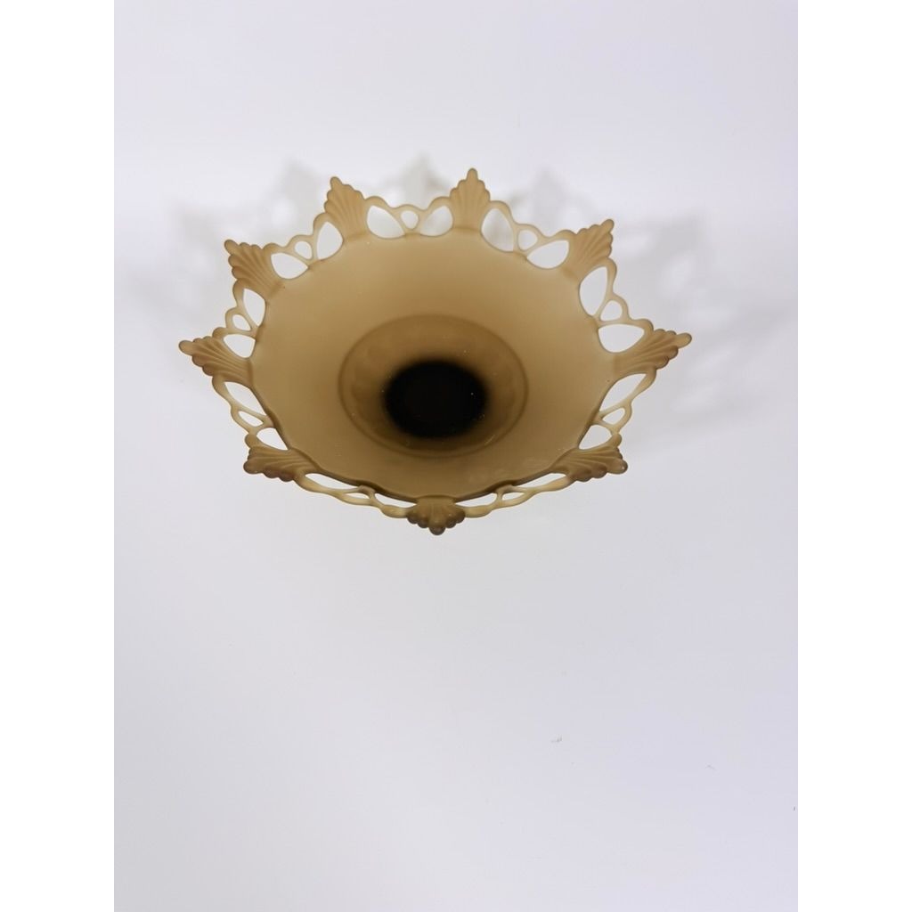 Fruit Bowl Centerpiece Bowl Compote Westmoreland Glass Brown Mist Amber Glass Art Glassware Doric Reticulated Lace Ring and Petal