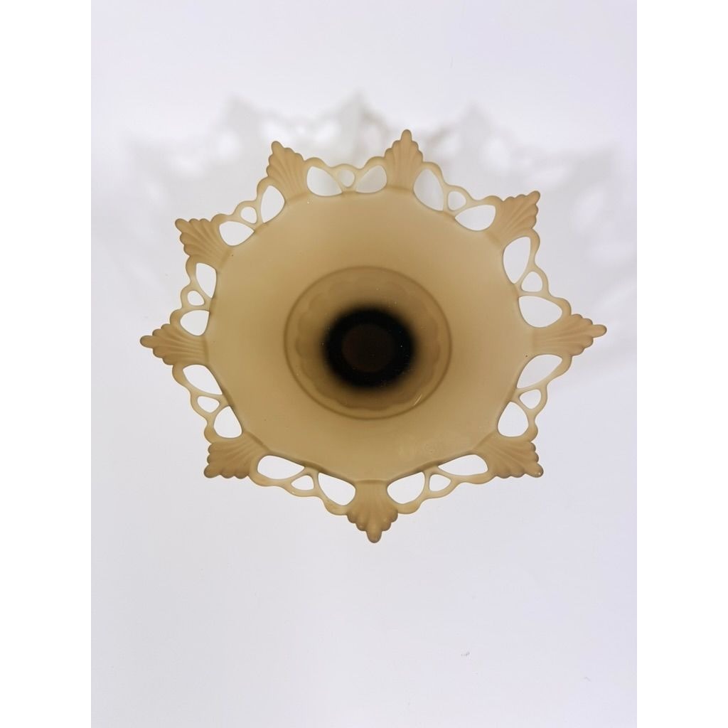Fruit Bowl Centerpiece Bowl Compote Westmoreland Glass Brown Mist Amber Glass Art Glassware Doric Reticulated Lace Ring and Petal