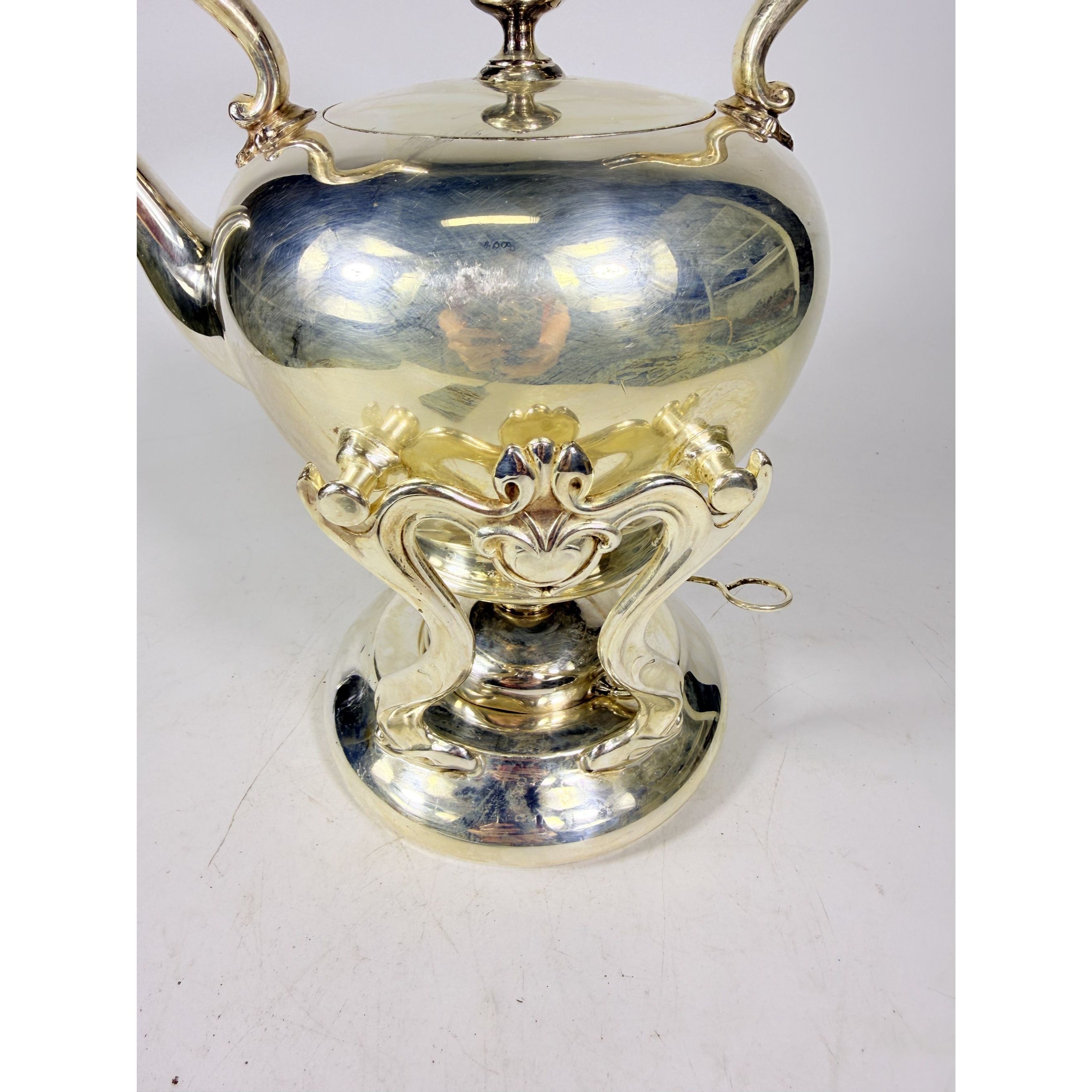 Silver Plated Tilting Tea Pot Urn with Stand Burner Reed and Barton 3970 Tea Service Vintage Silverplated Hollowware