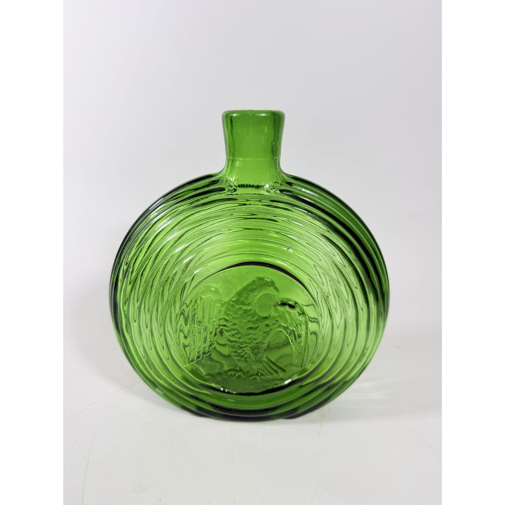 Green Decanter Rossini Empoli Glass Italy Embossed Eagle Green Decanter Vase No Stopper Vintage Barware Collectible Glassware Hand Blown