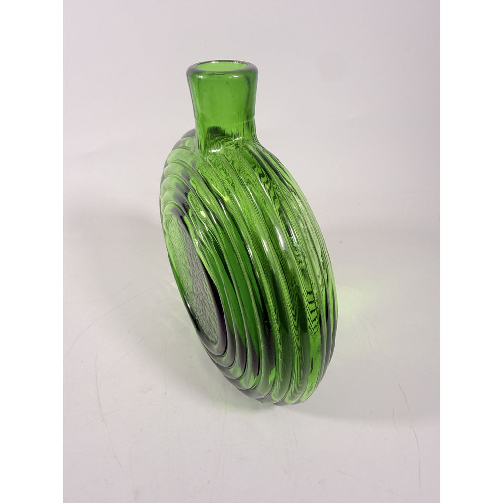 Green Decanter Rossini Empoli Glass Italy Embossed Eagle Green Decanter Vase No Stopper Vintage Barware Collectible Glassware Hand Blown