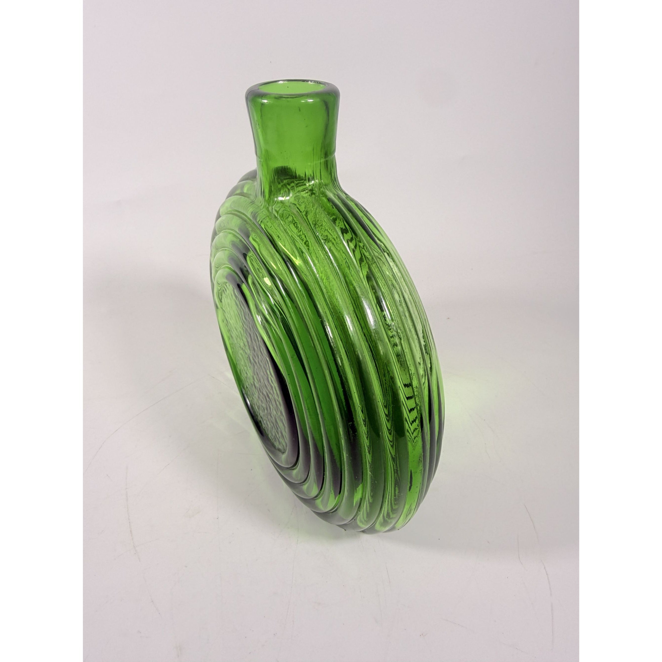 Green Decanter Rossini Empoli Glass Italy Embossed Eagle Green Decanter Vase No Stopper Vintage Barware Collectible Glassware Hand Blown