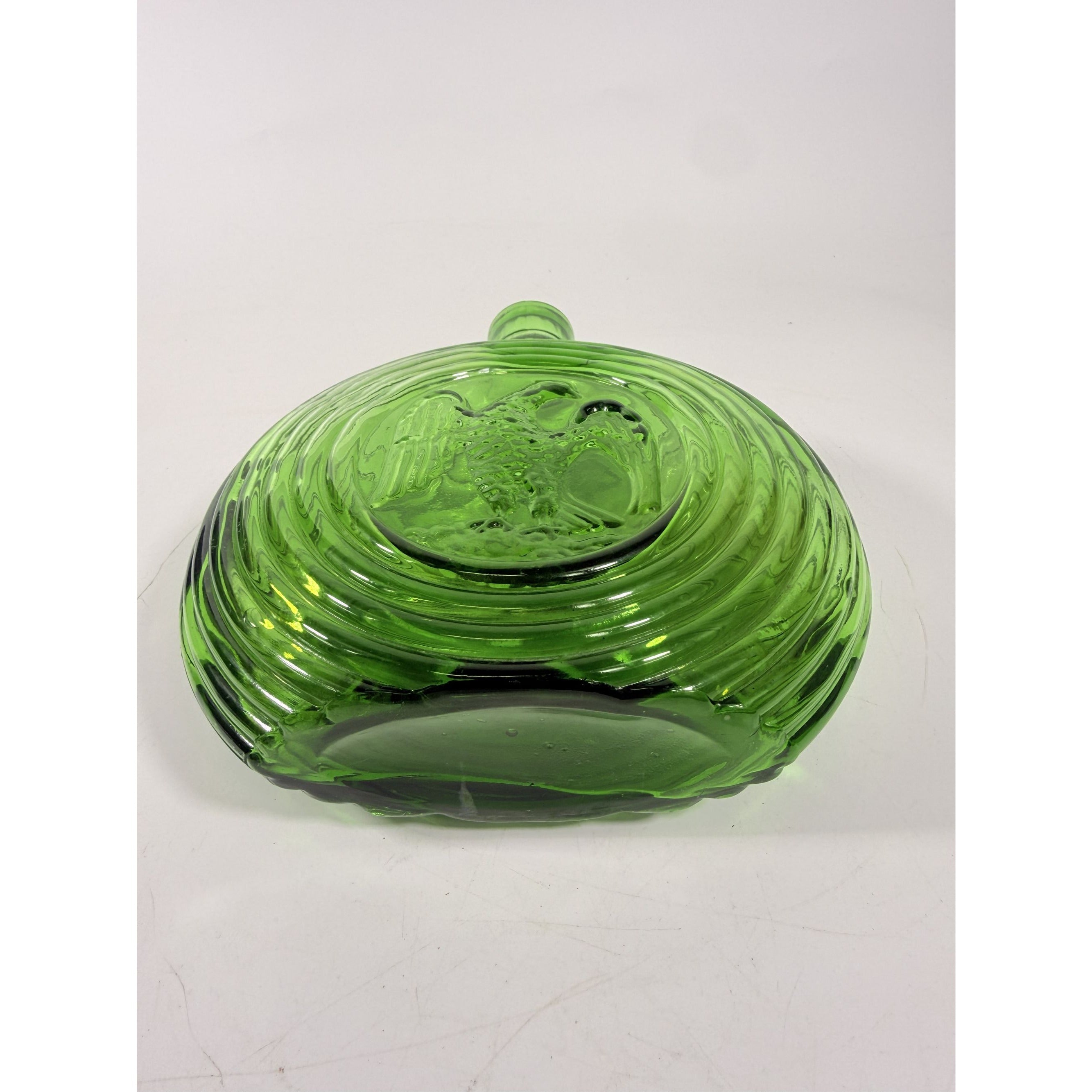 Green Decanter Rossini Empoli Glass Italy Embossed Eagle Green Decanter Vase No Stopper Vintage Barware Collectible Glassware Hand Blown
