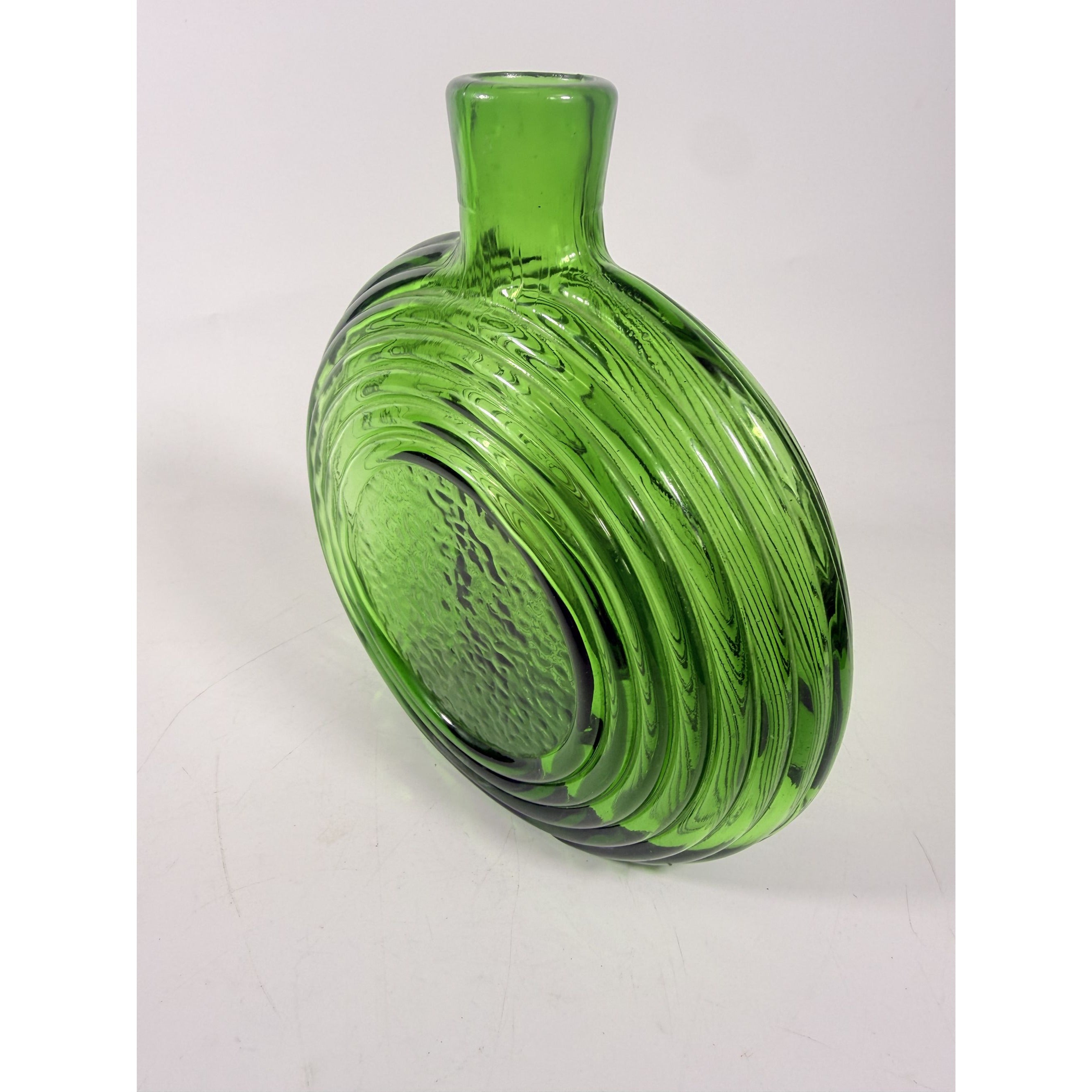 Green Decanter Rossini Empoli Glass Italy Embossed Eagle Green Decanter Vase No Stopper Vintage Barware Collectible Glassware Hand Blown