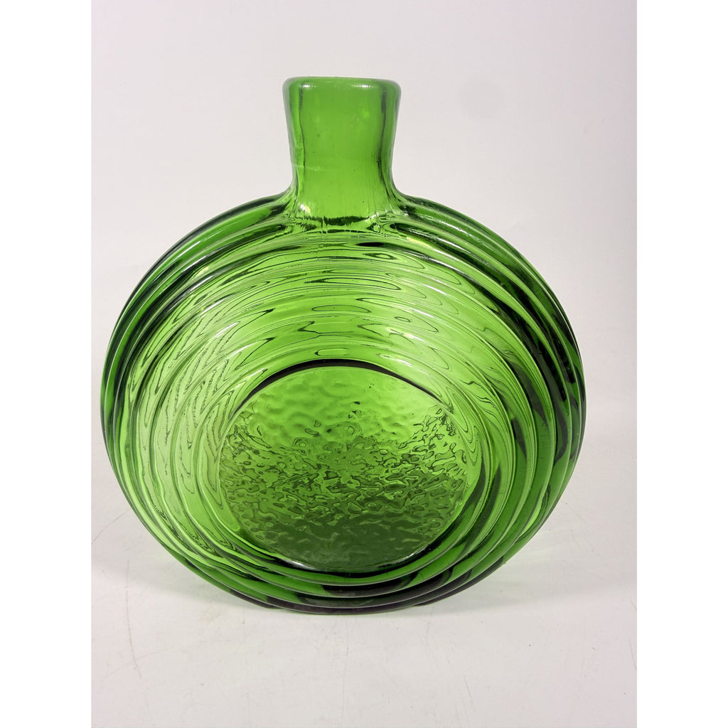 Green Decanter Rossini Empoli Glass Italy Embossed Eagle Green Decanter Vase No Stopper Vintage Barware Collectible Glassware Hand Blown