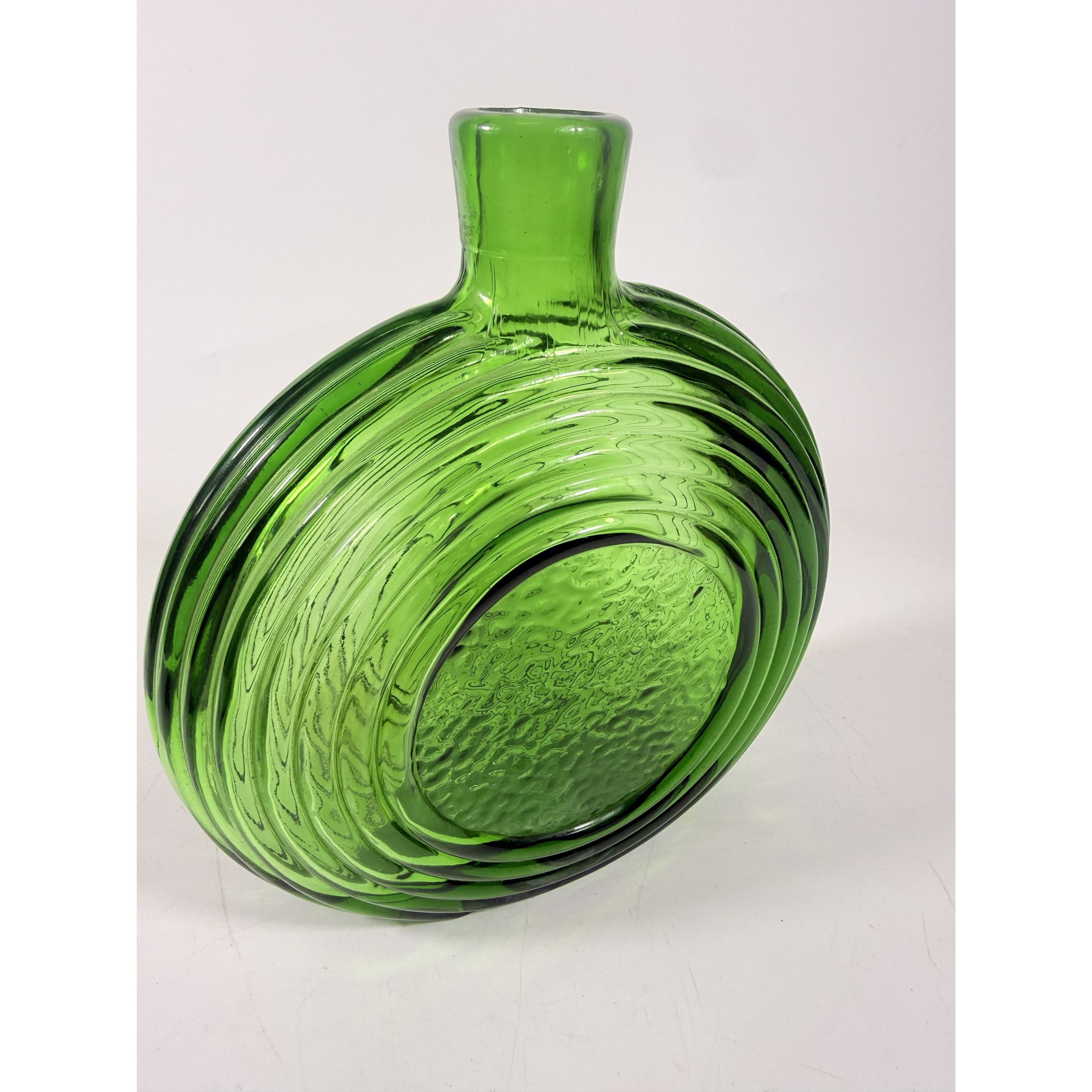 Green Decanter Rossini Empoli Glass Italy Embossed Eagle Green Decanter Vase No Stopper Vintage Barware Collectible Glassware Hand Blown