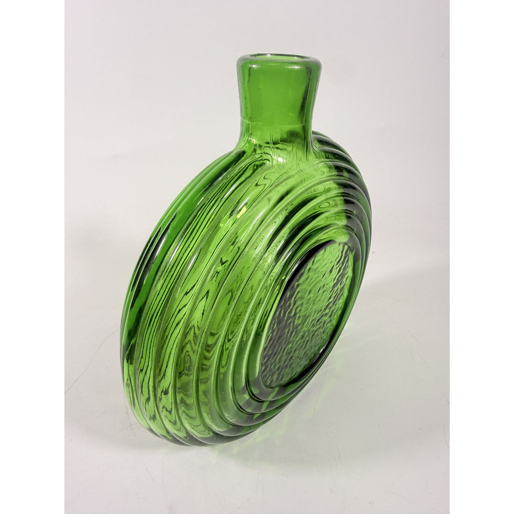 Green Decanter Rossini Empoli Glass Italy Embossed Eagle Green Decanter Vase No Stopper Vintage Barware Collectible Glassware Hand Blown