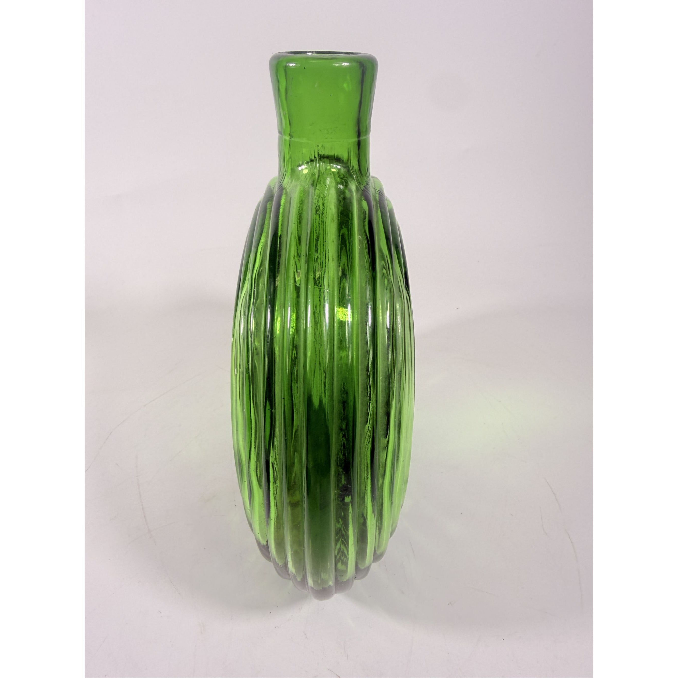 Green Decanter Rossini Empoli Glass Italy Embossed Eagle Green Decanter Vase No Stopper Vintage Barware Collectible Glassware Hand Blown