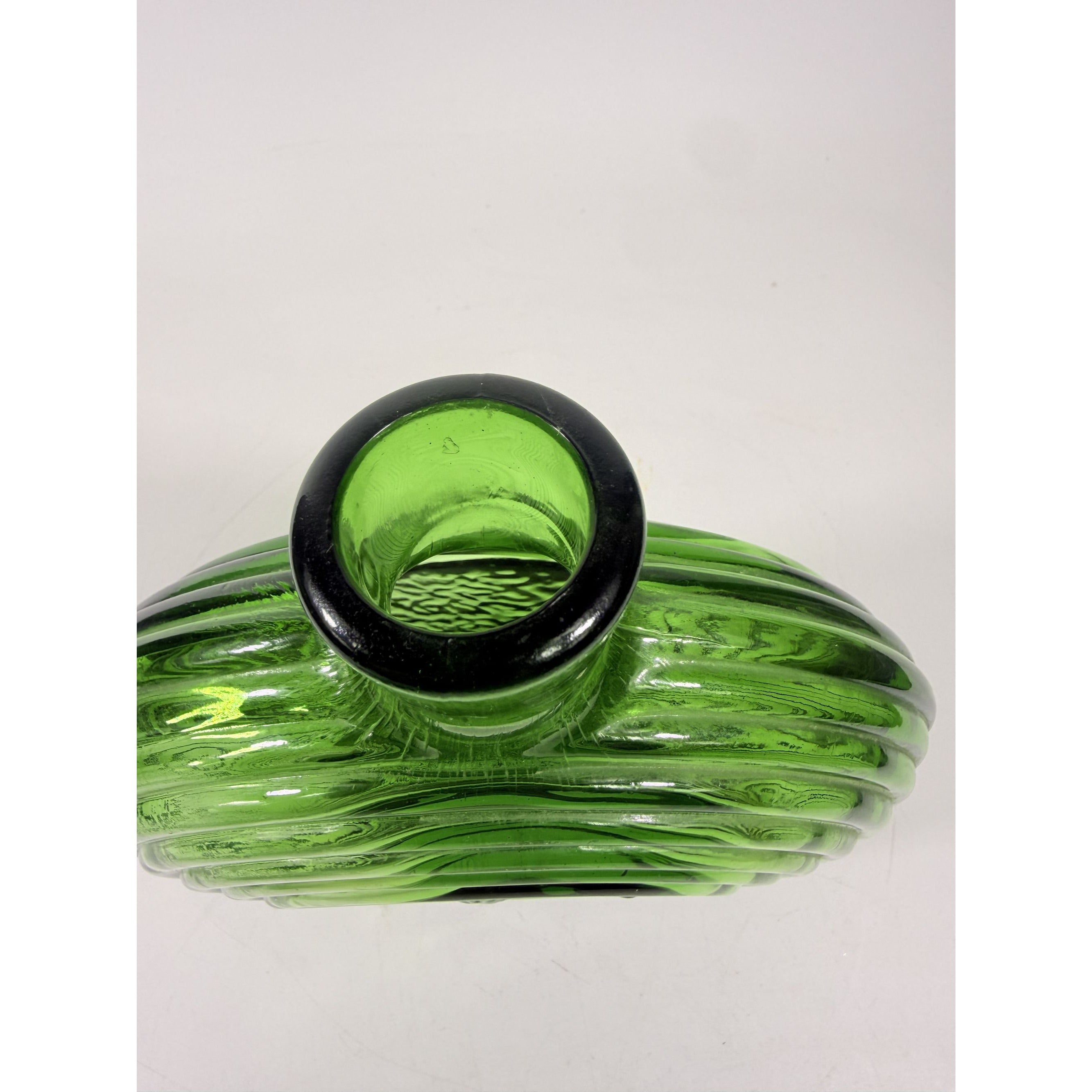 Green Decanter Rossini Empoli Glass Italy Embossed Eagle Green Decanter Vase No Stopper Vintage Barware Collectible Glassware Hand Blown