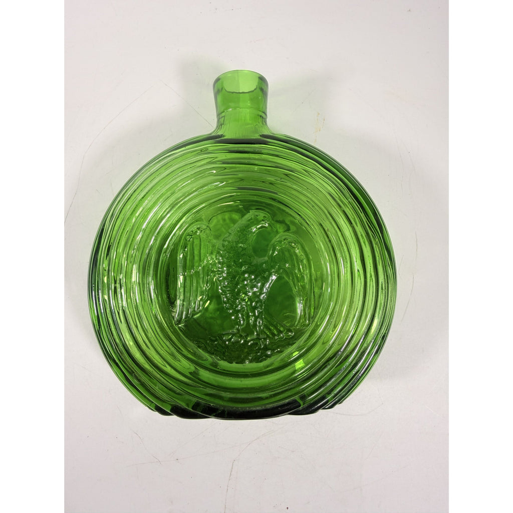Green Decanter Rossini Empoli Glass Italy Embossed Eagle Green Decanter Vase No Stopper Vintage Barware Collectible Glassware Hand Blown