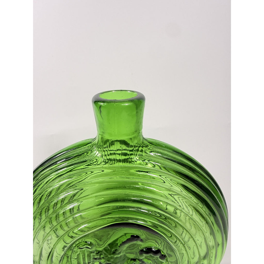 Green Decanter Rossini Empoli Glass Italy Embossed Eagle Green Decanter Vase No Stopper Vintage Barware Collectible Glassware Hand Blown