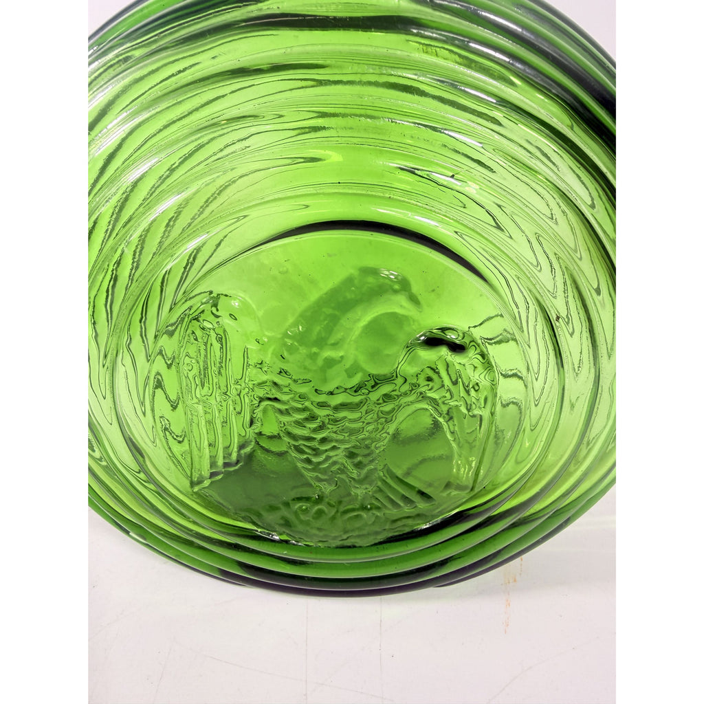 Green Decanter Rossini Empoli Glass Italy Embossed Eagle Green Decanter Vase No Stopper Vintage Barware Collectible Glassware Hand Blown