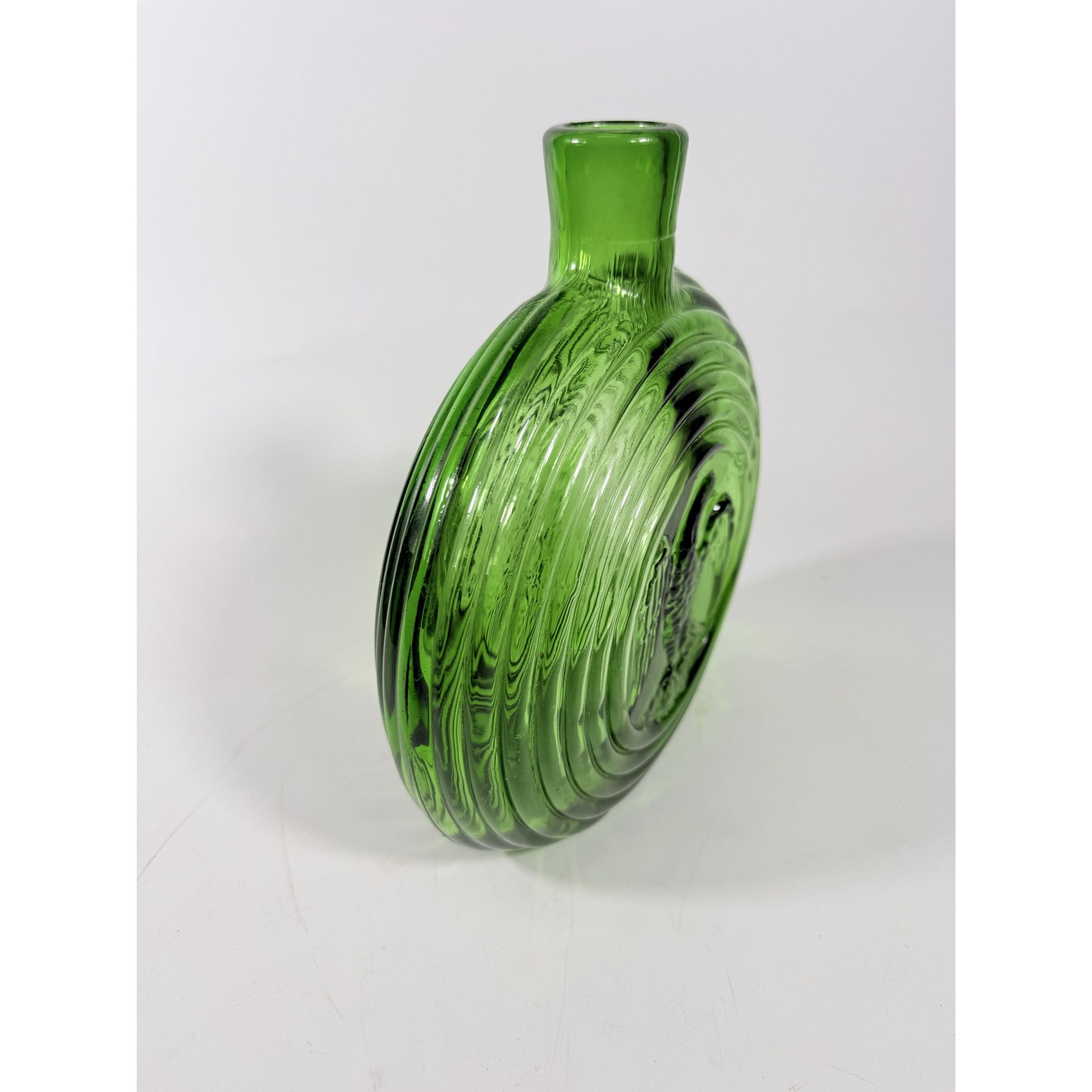 Green Decanter Rossini Empoli Glass Italy Embossed Eagle Green Decanter Vase No Stopper Vintage Barware Collectible Glassware Hand Blown