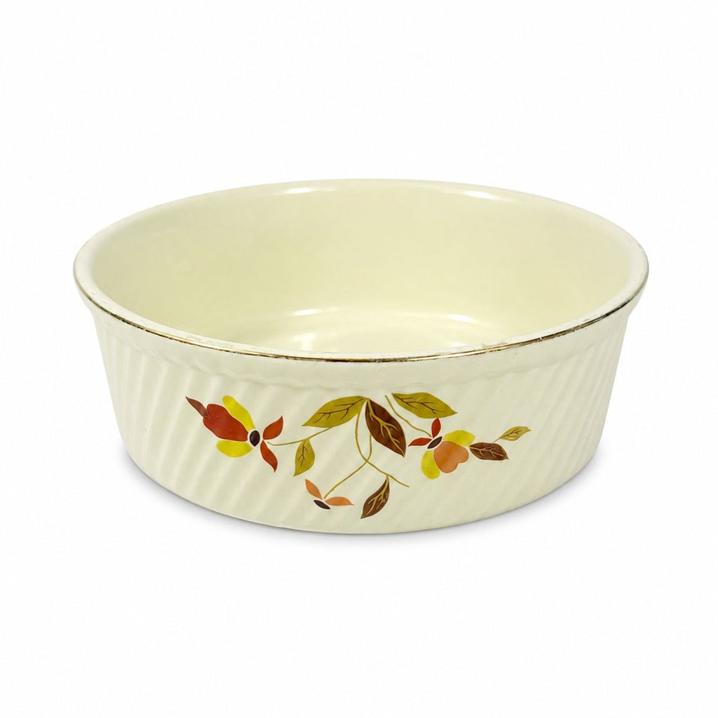 Souffle/Round Casserole Baking Dish Hall’s Jewel Tea Autumn Leaf Mid Century Cookware Bakeware Kitchenware Vintage Farmhouse Cottage Granny