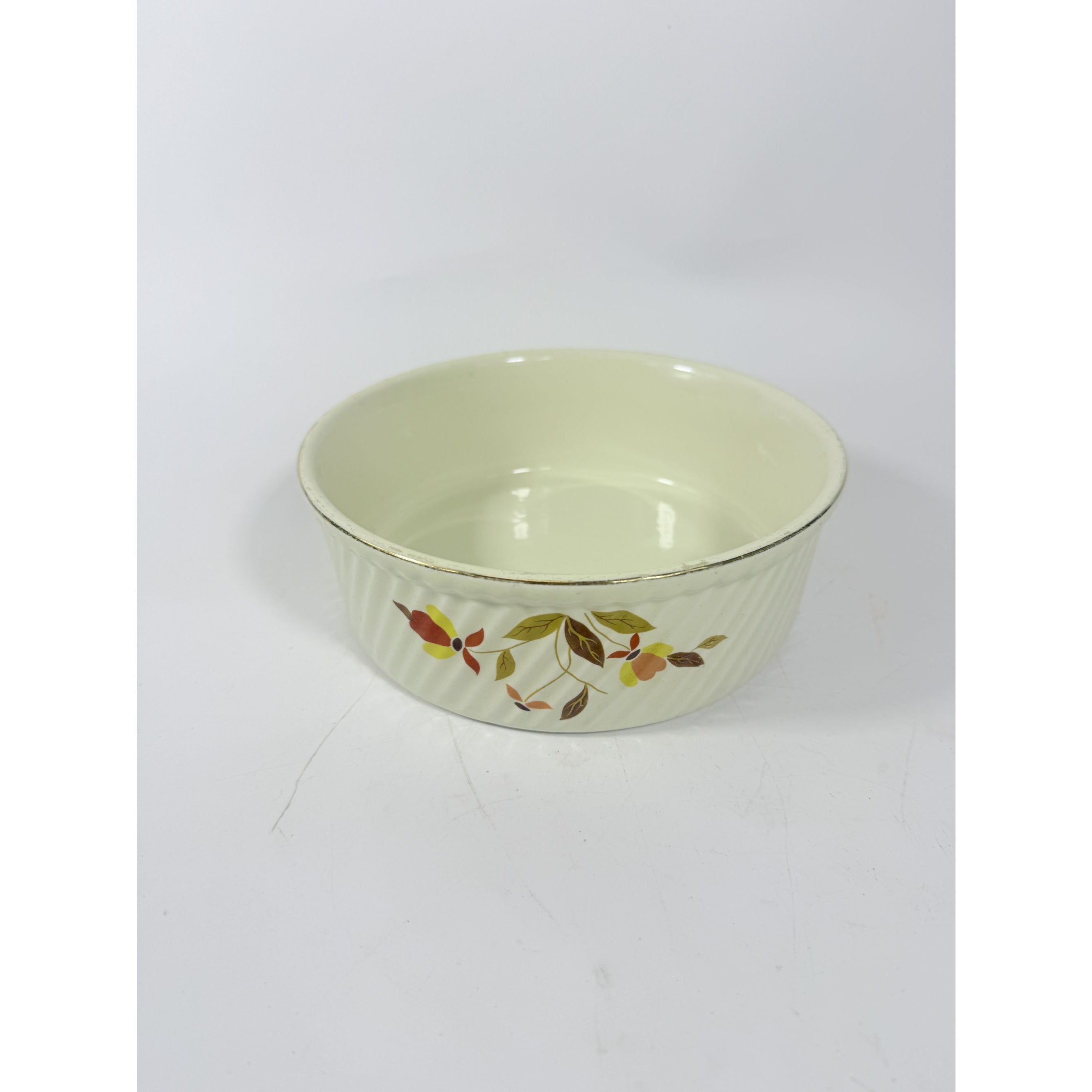 Souffle/Round Casserole Baking Dish Hall’s Jewel Tea Autumn Leaf Mid Century Cookware Bakeware Kitchenware Vintage Farmhouse Cottage Granny