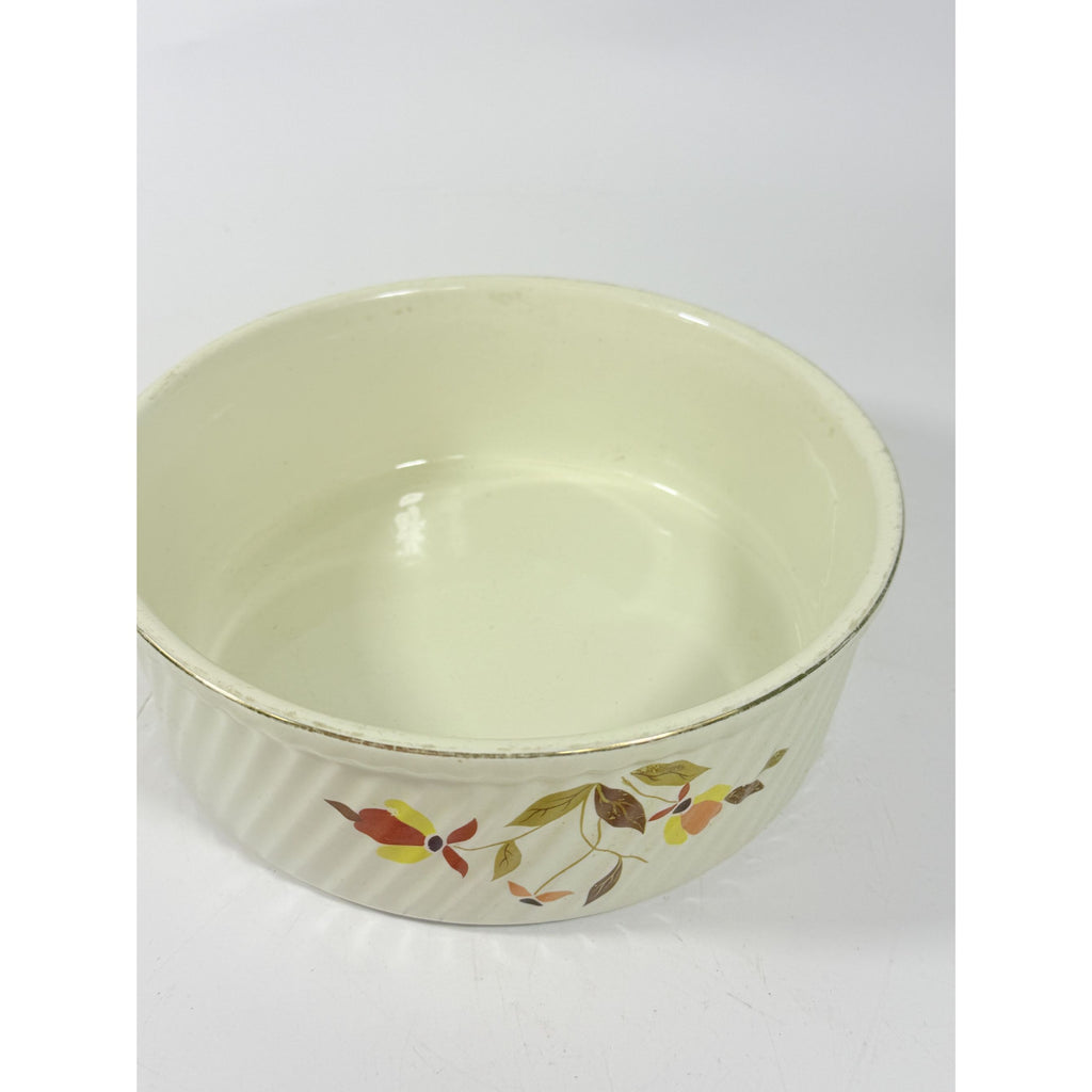 Souffle/Round Casserole Baking Dish Hall’s Jewel Tea Autumn Leaf Mid Century Cookware Bakeware Kitchenware Vintage Farmhouse Cottage Granny