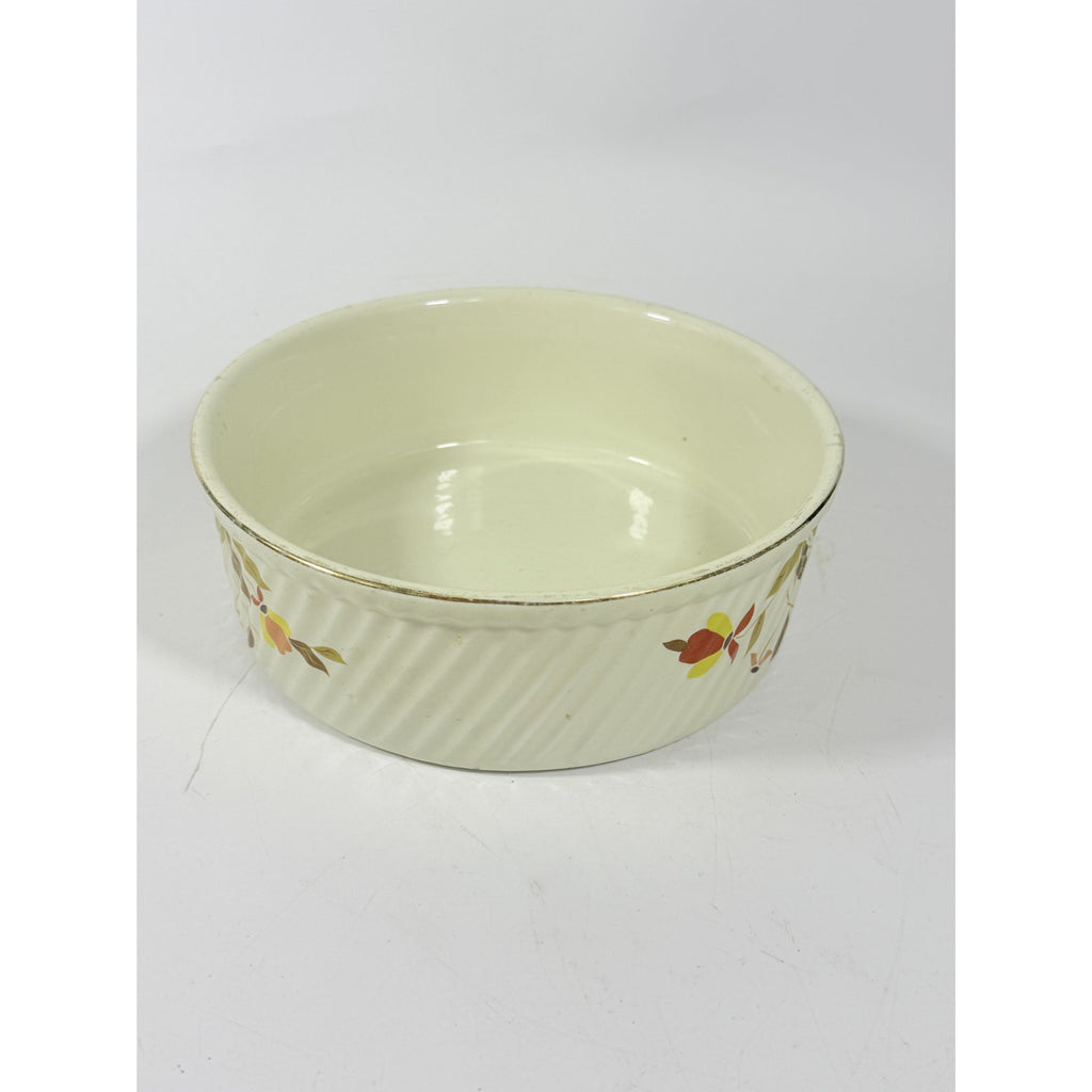Souffle/Round Casserole Baking Dish Hall’s Jewel Tea Autumn Leaf Mid Century Cookware Bakeware Kitchenware Vintage Farmhouse Cottage Granny