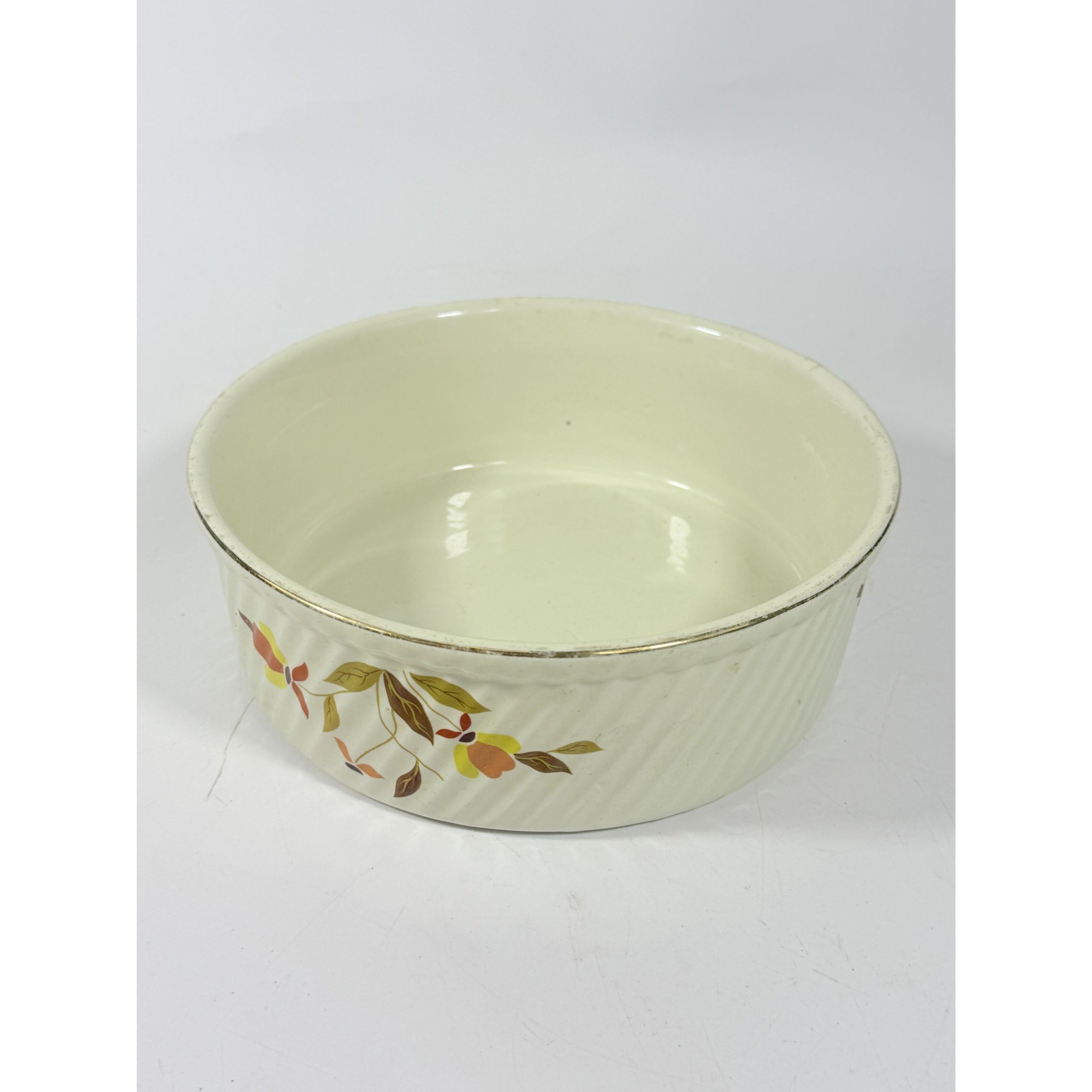 Souffle/Round Casserole Baking Dish Hall’s Jewel Tea Autumn Leaf Mid Century Cookware Bakeware Kitchenware Vintage Farmhouse Cottage Granny