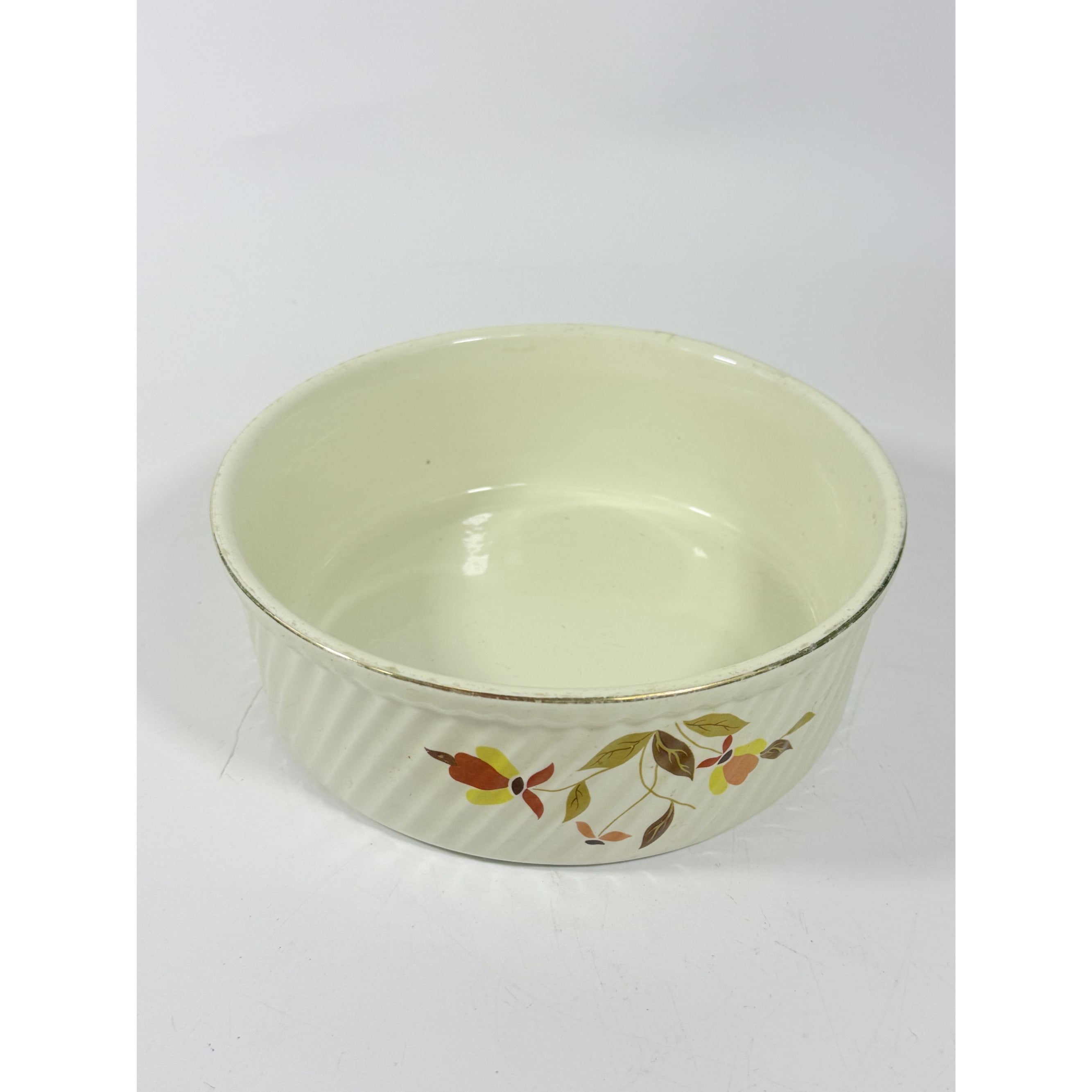 Souffle/Round Casserole Baking Dish Hall’s Jewel Tea Autumn Leaf Mid Century Cookware Bakeware Kitchenware Vintage Farmhouse Cottage Granny