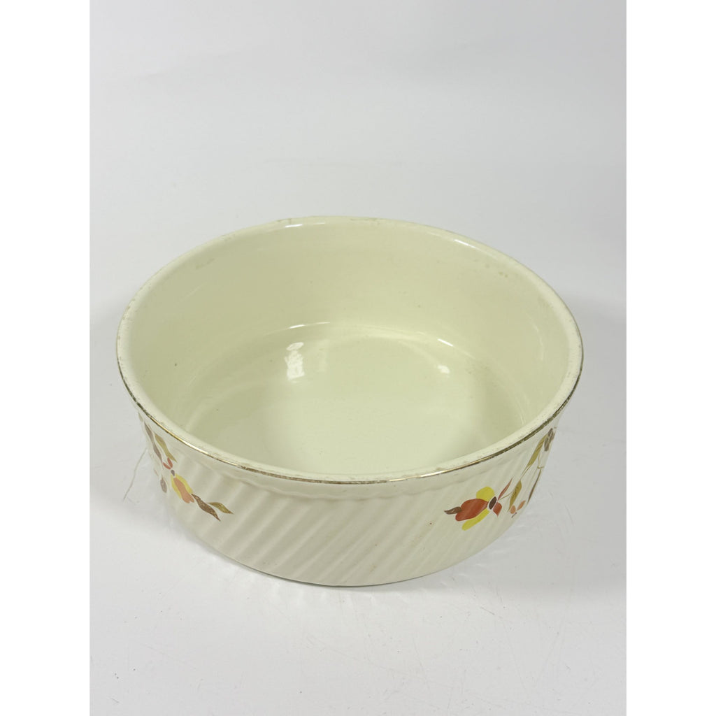 Souffle/Round Casserole Baking Dish Hall’s Jewel Tea Autumn Leaf Mid Century Cookware Bakeware Kitchenware Vintage Farmhouse Cottage Granny