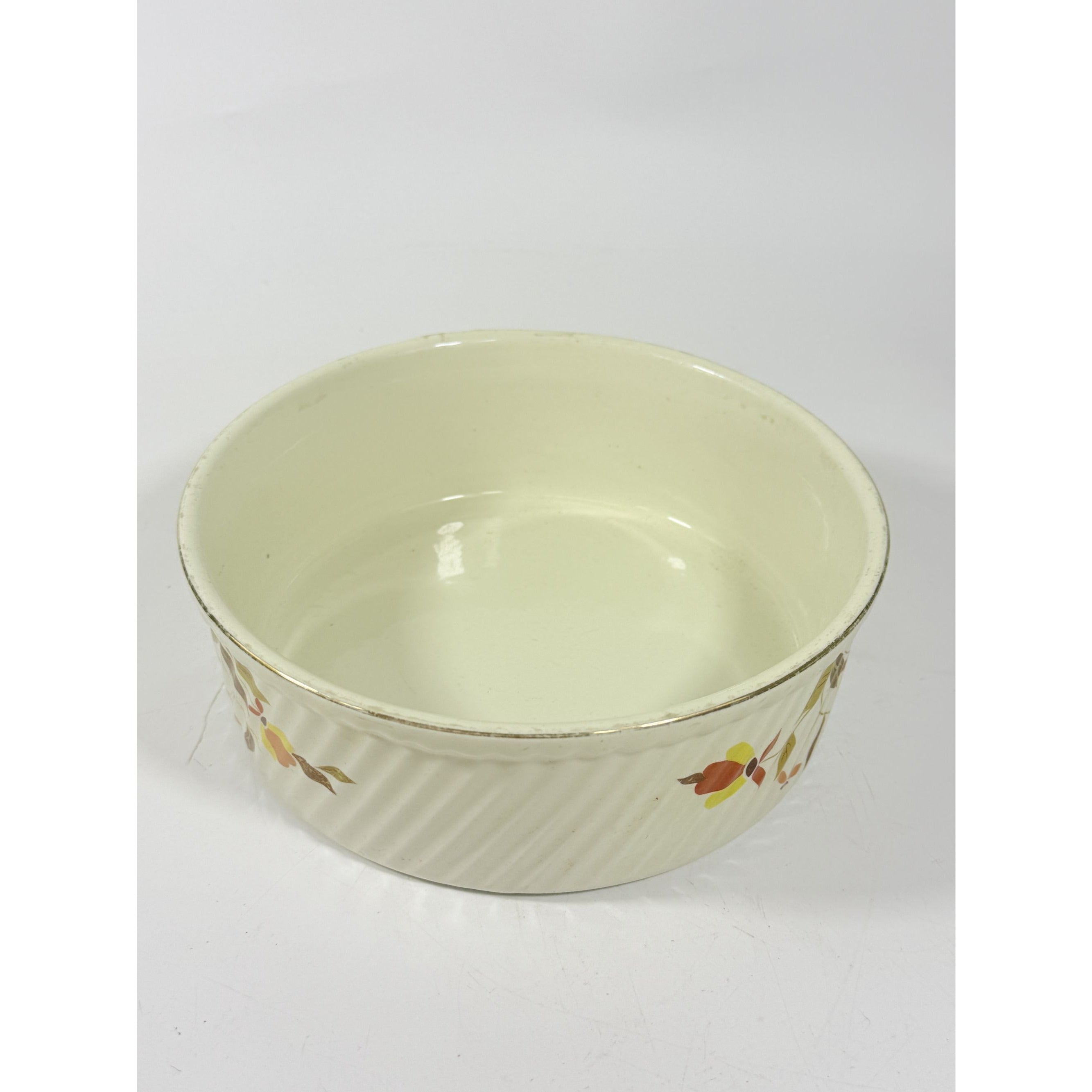 Souffle/Round Casserole Baking Dish Hall’s Jewel Tea Autumn Leaf Mid Century Cookware Bakeware Kitchenware Vintage Farmhouse Cottage Granny