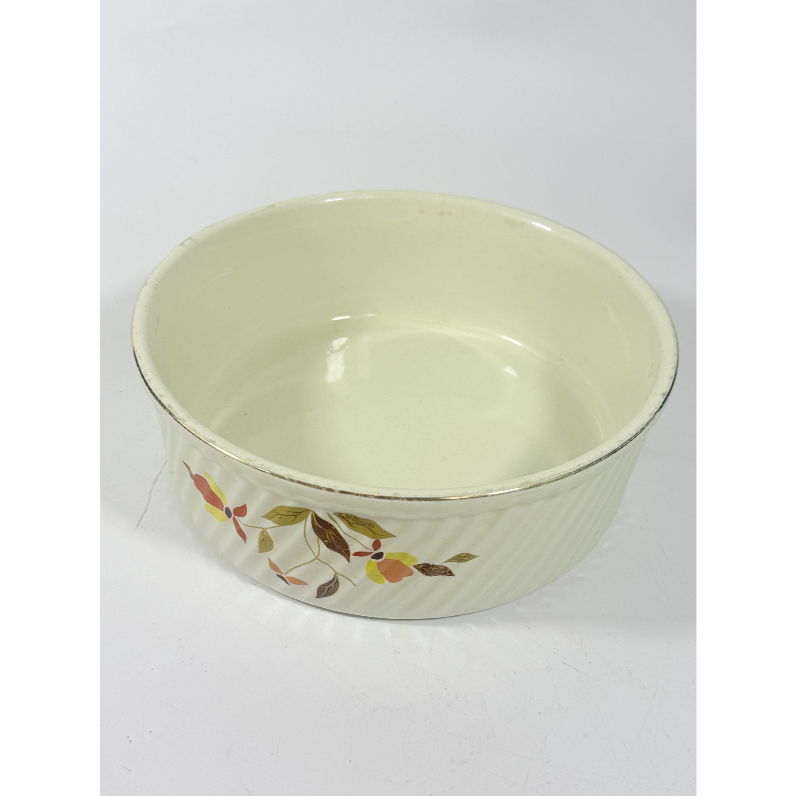 Souffle/Round Casserole Baking Dish Hall’s Jewel Tea Autumn Leaf Mid Century Cookware Bakeware Kitchenware Vintage Farmhouse Cottage Granny