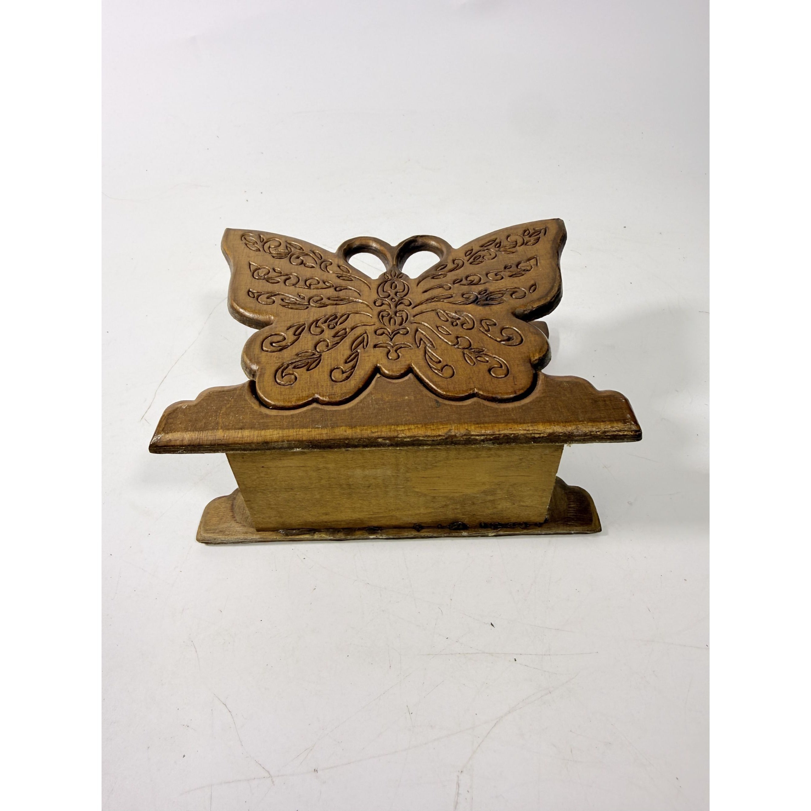 Wooden Napkin Letter Holder Butterfly Carved Retro Mid Century Folk Art Kitchen Home Decor Wood Kitcheware