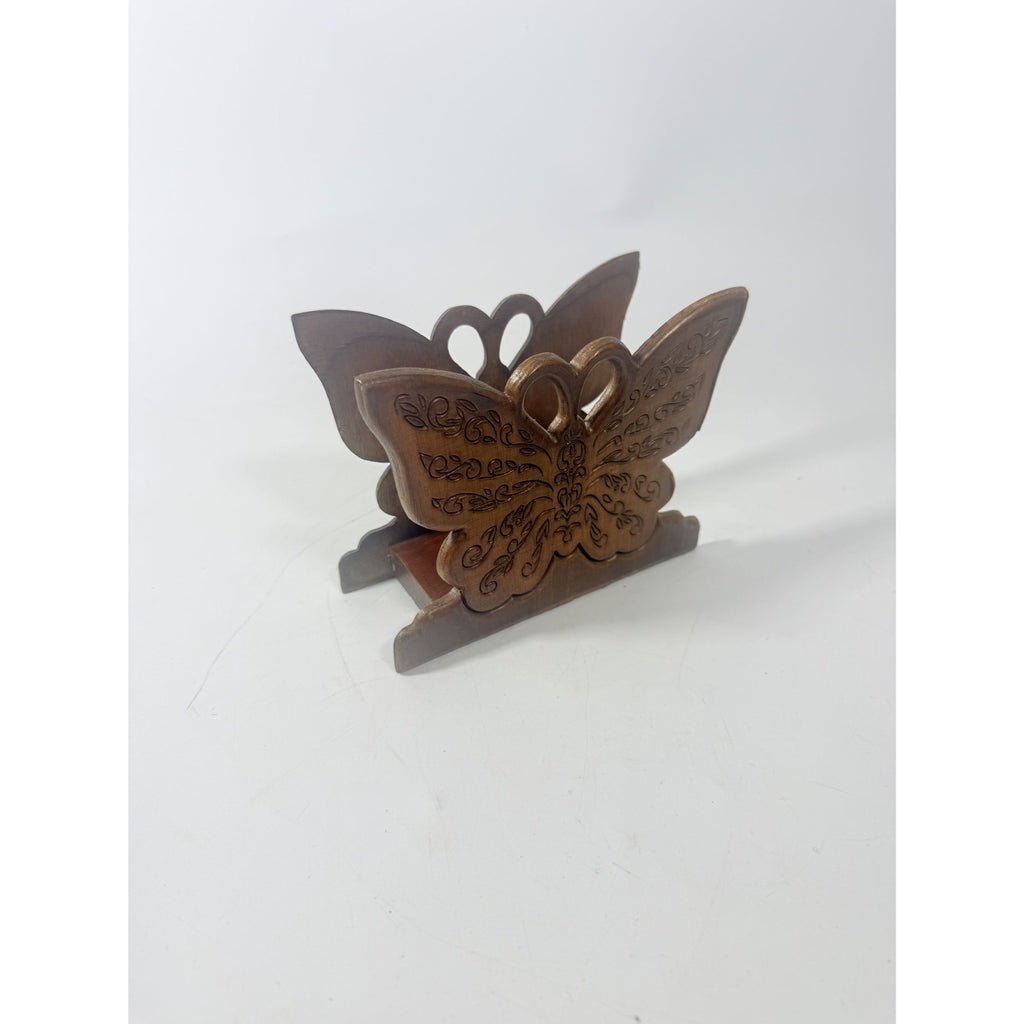 Wooden Napkin Letter Holder Butterfly Carved Retro Mid Century Folk Art Kitchen Home Decor Wood Kitcheware