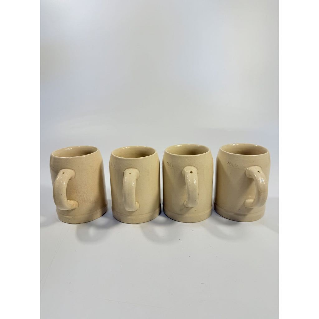Stoneware Tankard Beer Stein Coffee Mug Lufthansa Air Airline German Set 4 Vintage Handled Pottery Collectible Travel 3/10 Litre Barware