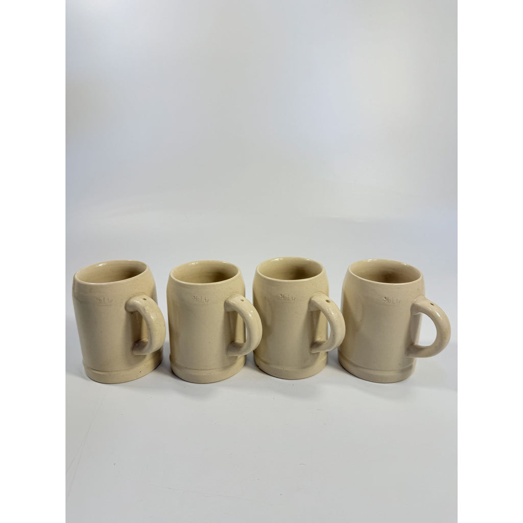 Stoneware Tankard Beer Stein Coffee Mug Lufthansa Air Airline German Set 4 Vintage Handled Pottery Collectible Travel 3/10 Litre Barware