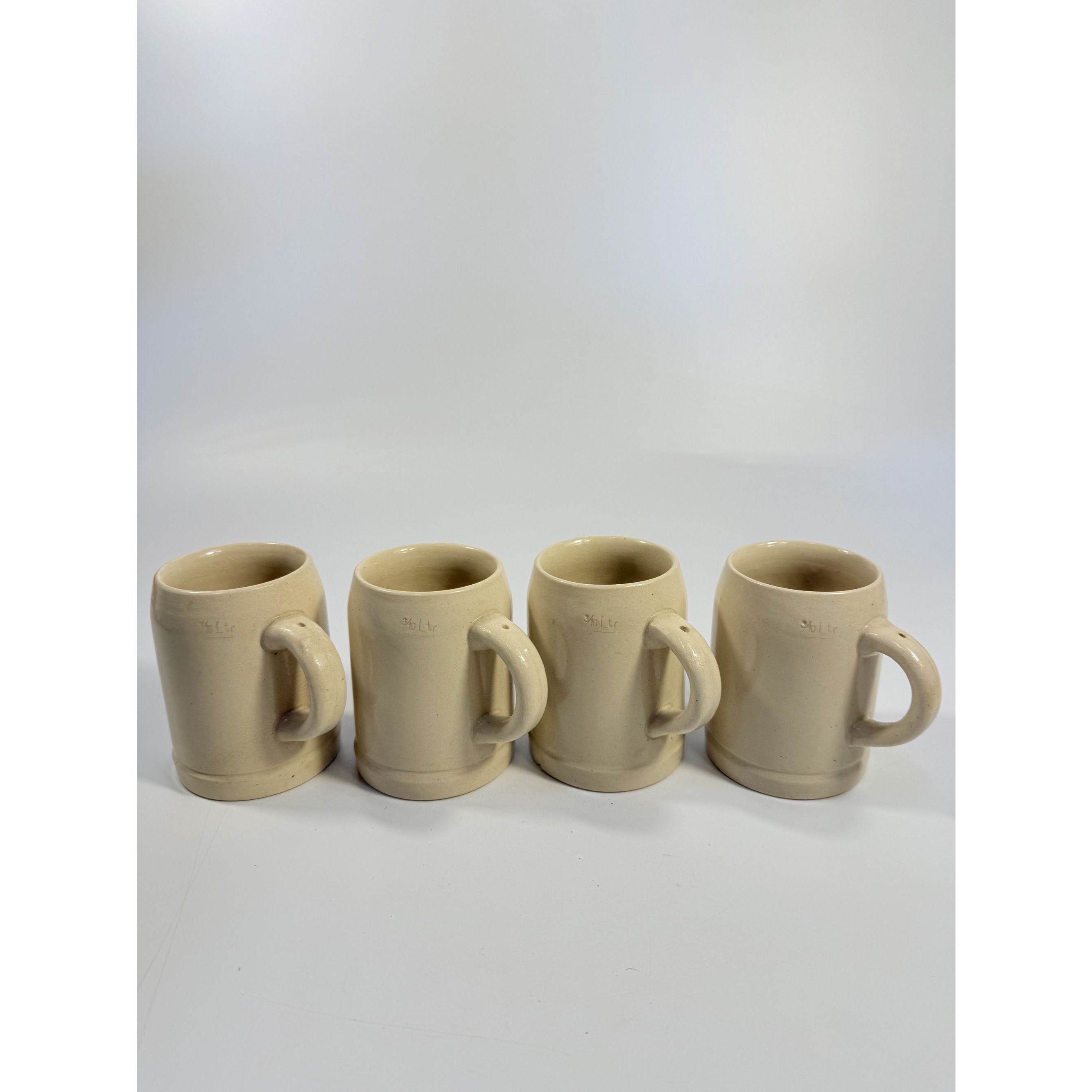 Stoneware Tankard Beer Stein Coffee Mug Lufthansa Air Airline German Set 4 Vintage Handled Pottery Collectible Travel 3/10 Litre Barware