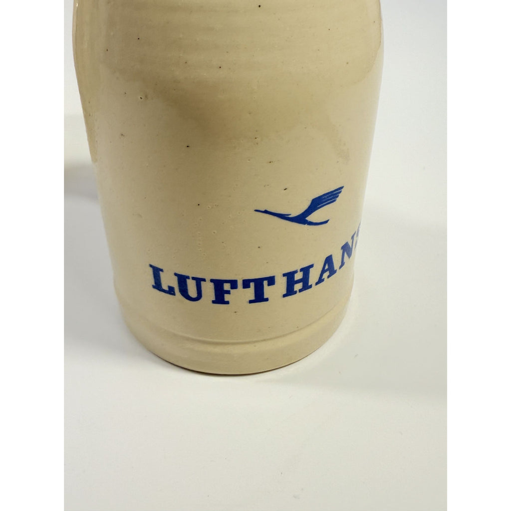 Stoneware Tankard Beer Stein Coffee Mug Lufthansa Air Airline German Set 4 Vintage Handled Pottery Collectible Travel 3/10 Litre Barware