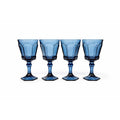 Water Glass Goblet Drinking Set 4 Stemmed Footed Vintage Fostoria Virginia Dark Blue Replacement Glassware Barware Drinkware