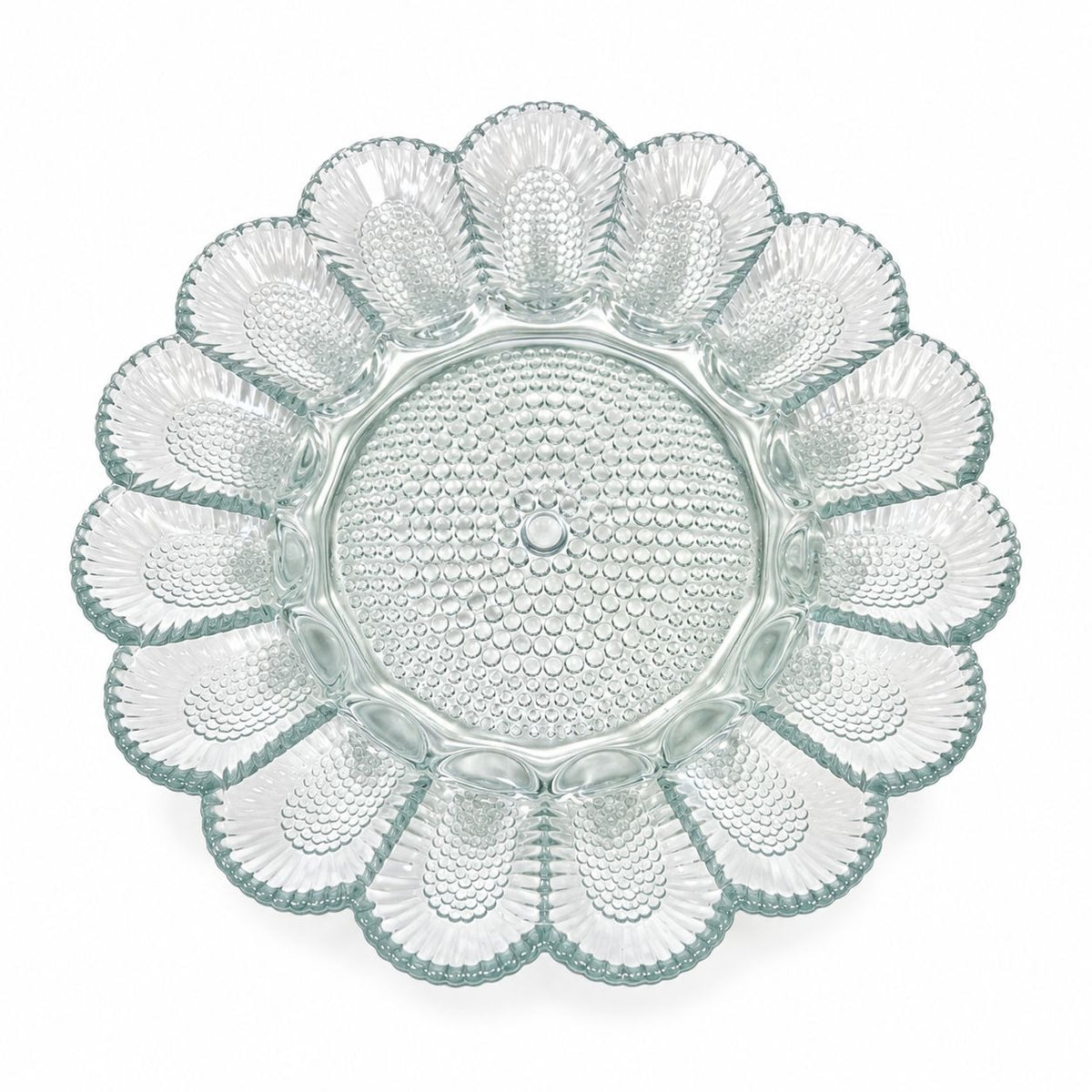 Deviled Egg Plate Platter Indiana Glass Clear Hobnail Vintage 15 Count  Serveware Hostess Party