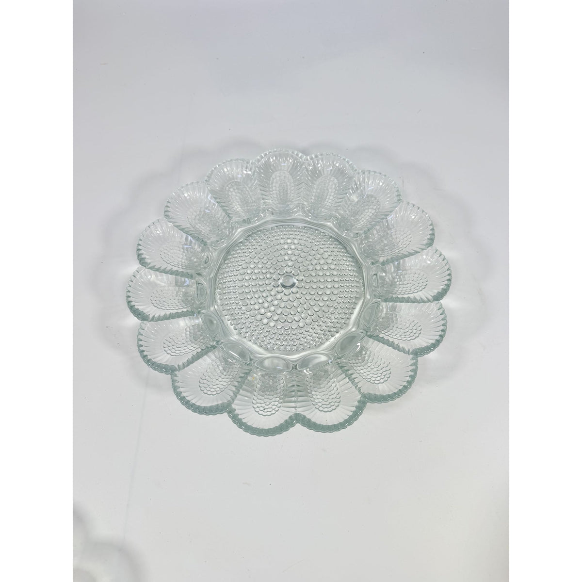 Deviled Egg Plate Platter Indiana Glass Clear Hobnail Vintage 15 Count  Serveware Hostess Party