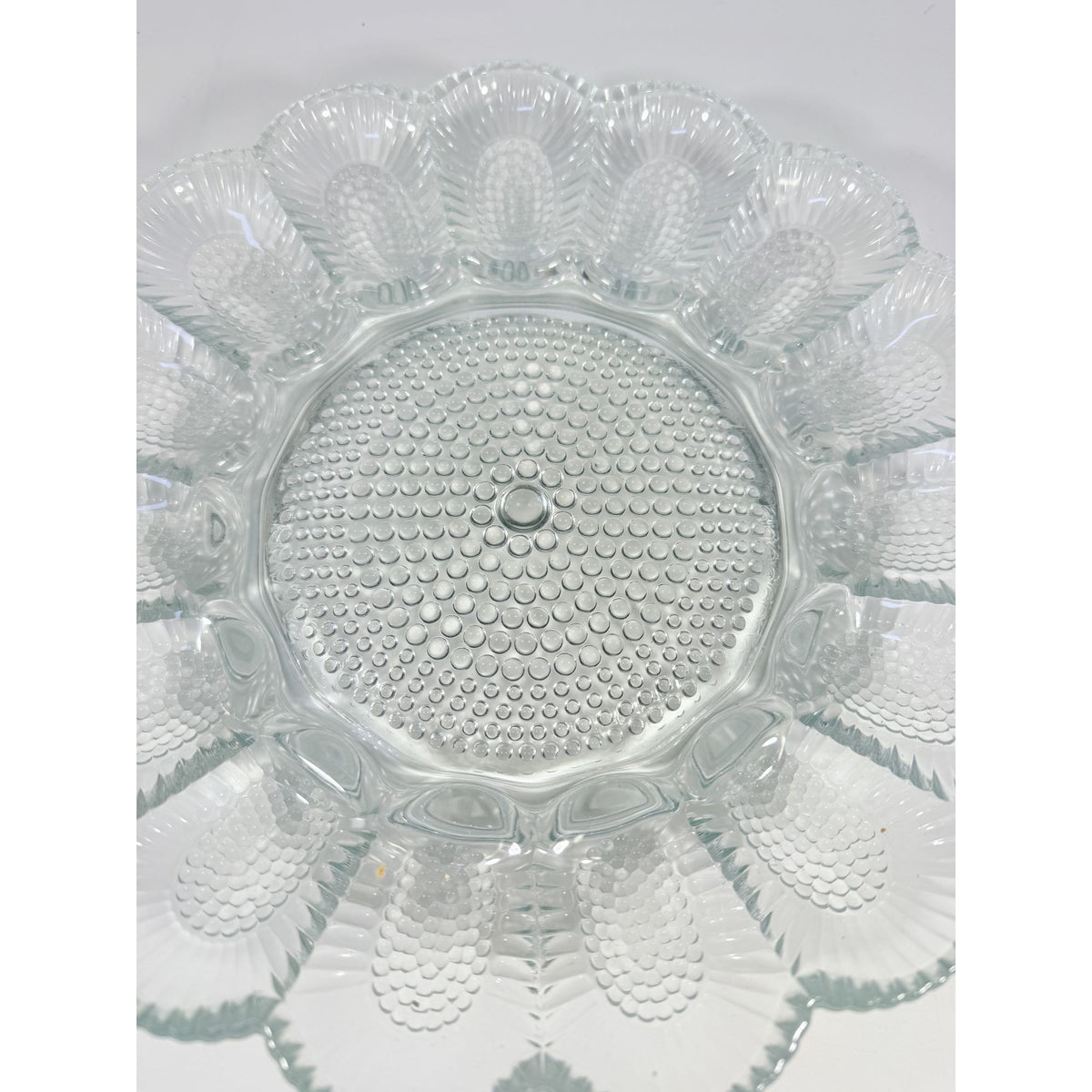 Deviled Egg Plate Platter Indiana Glass Clear Hobnail Vintage 15 Count  Serveware Hostess Party