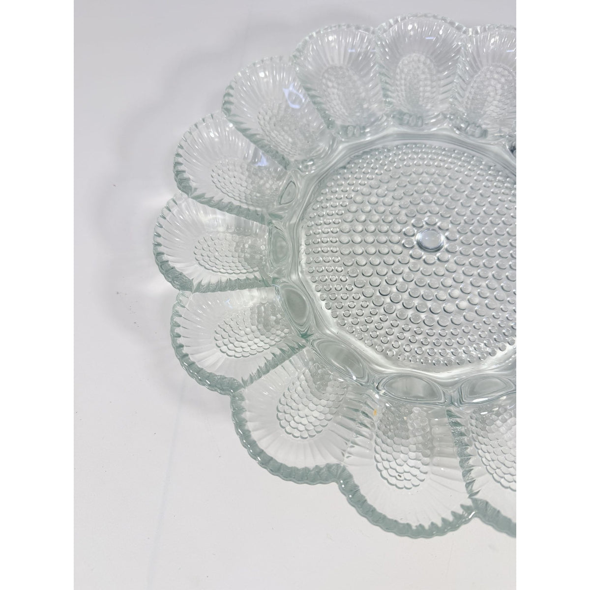 Deviled Egg Plate Platter Indiana Glass Clear Hobnail Vintage 15 Count  Serveware Hostess Party