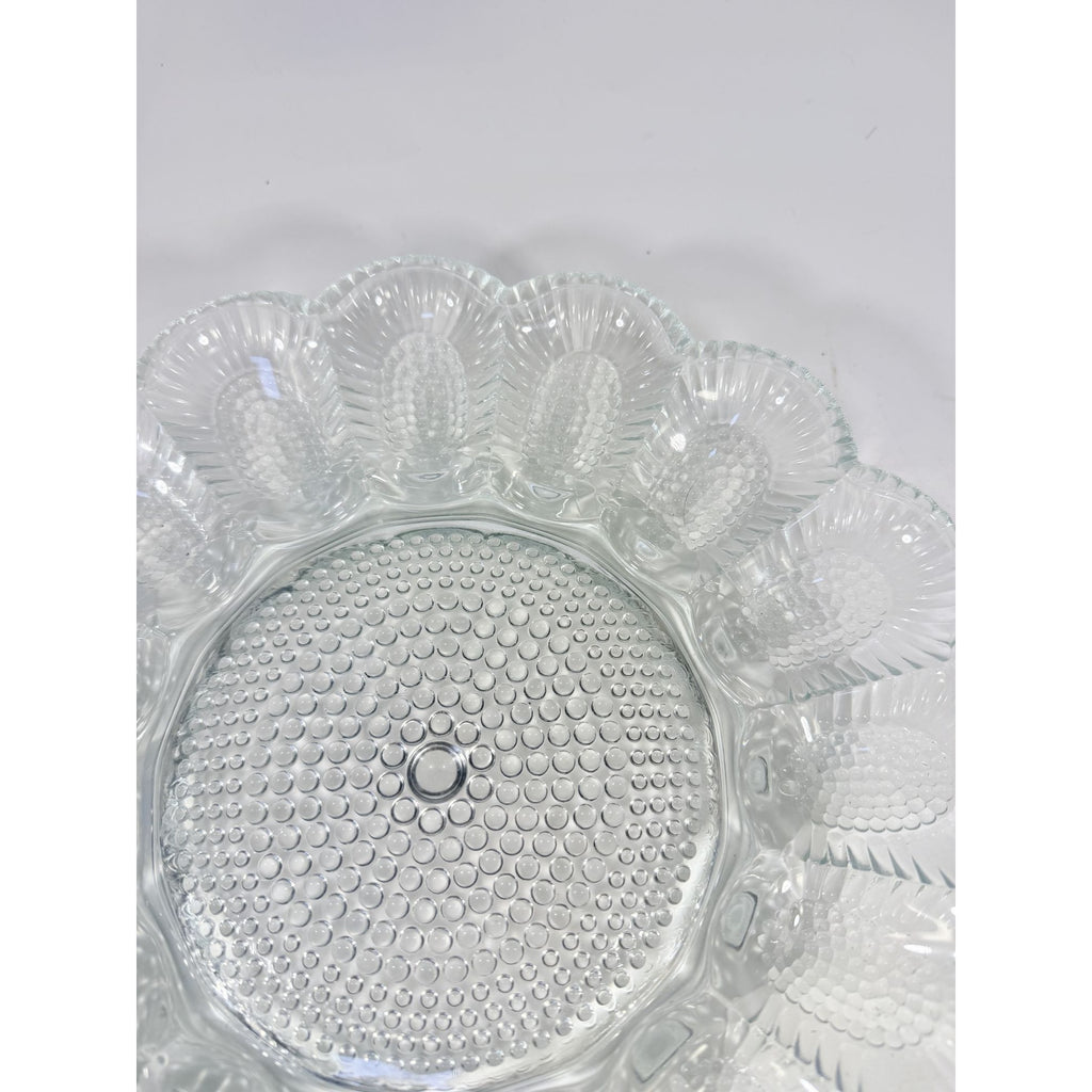 Deviled Egg Plate Platter Indiana Glass Clear Hobnail Vintage 15 Count  Serveware Hostess Party