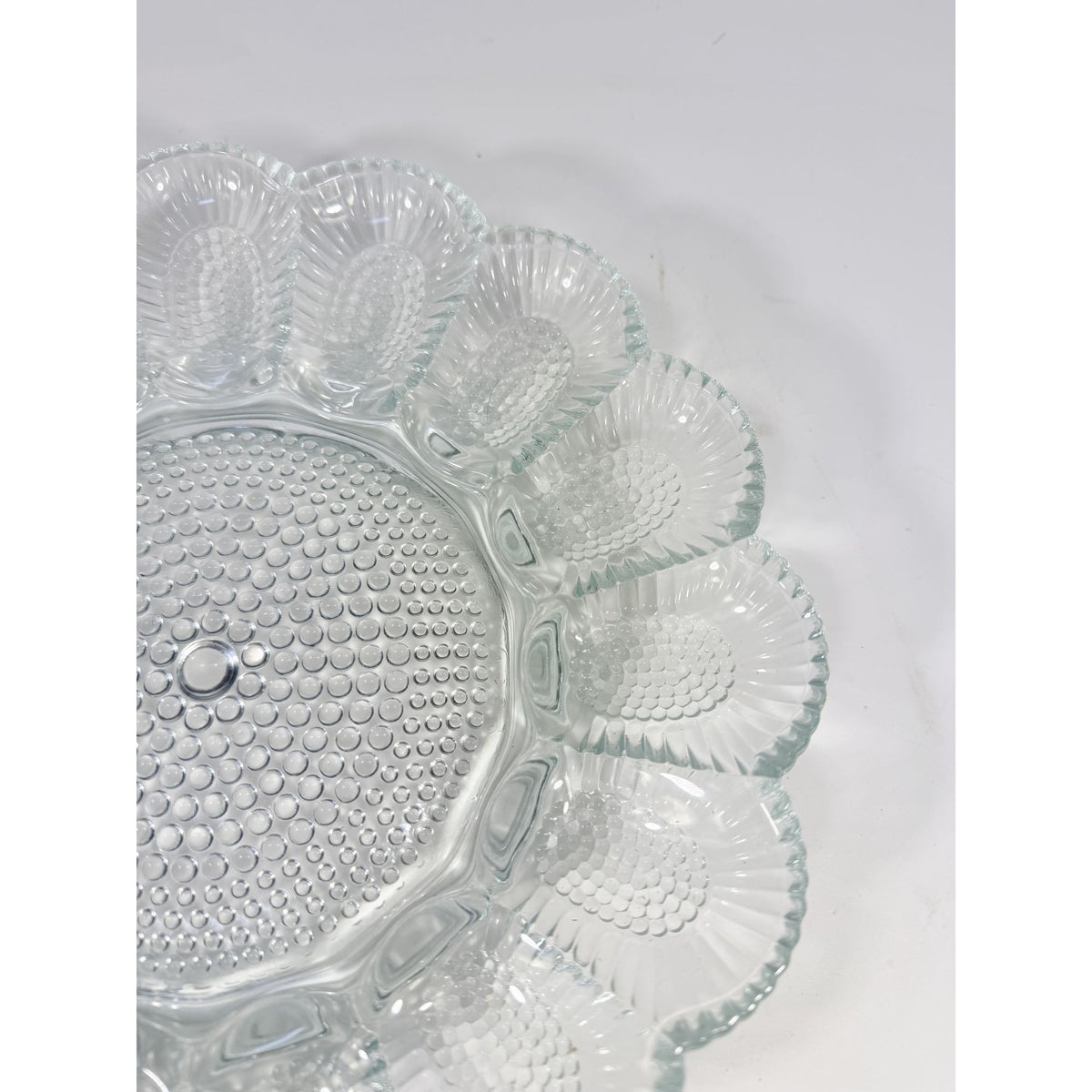 Deviled Egg Plate Platter Indiana Glass Clear Hobnail Vintage 15 Count  Serveware Hostess Party