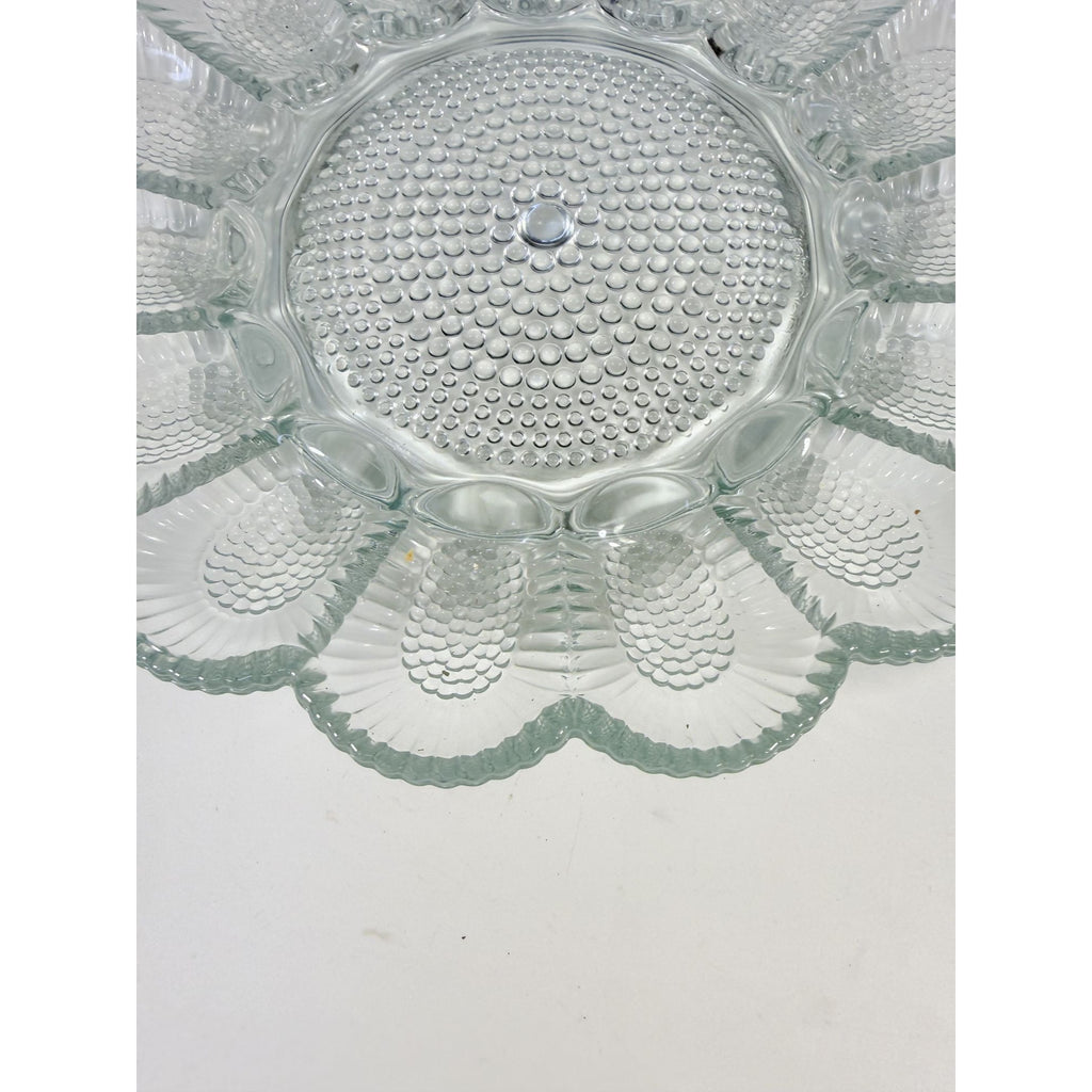 Deviled Egg Plate Platter Indiana Glass Clear Hobnail Vintage 15 Count  Serveware Hostess Party