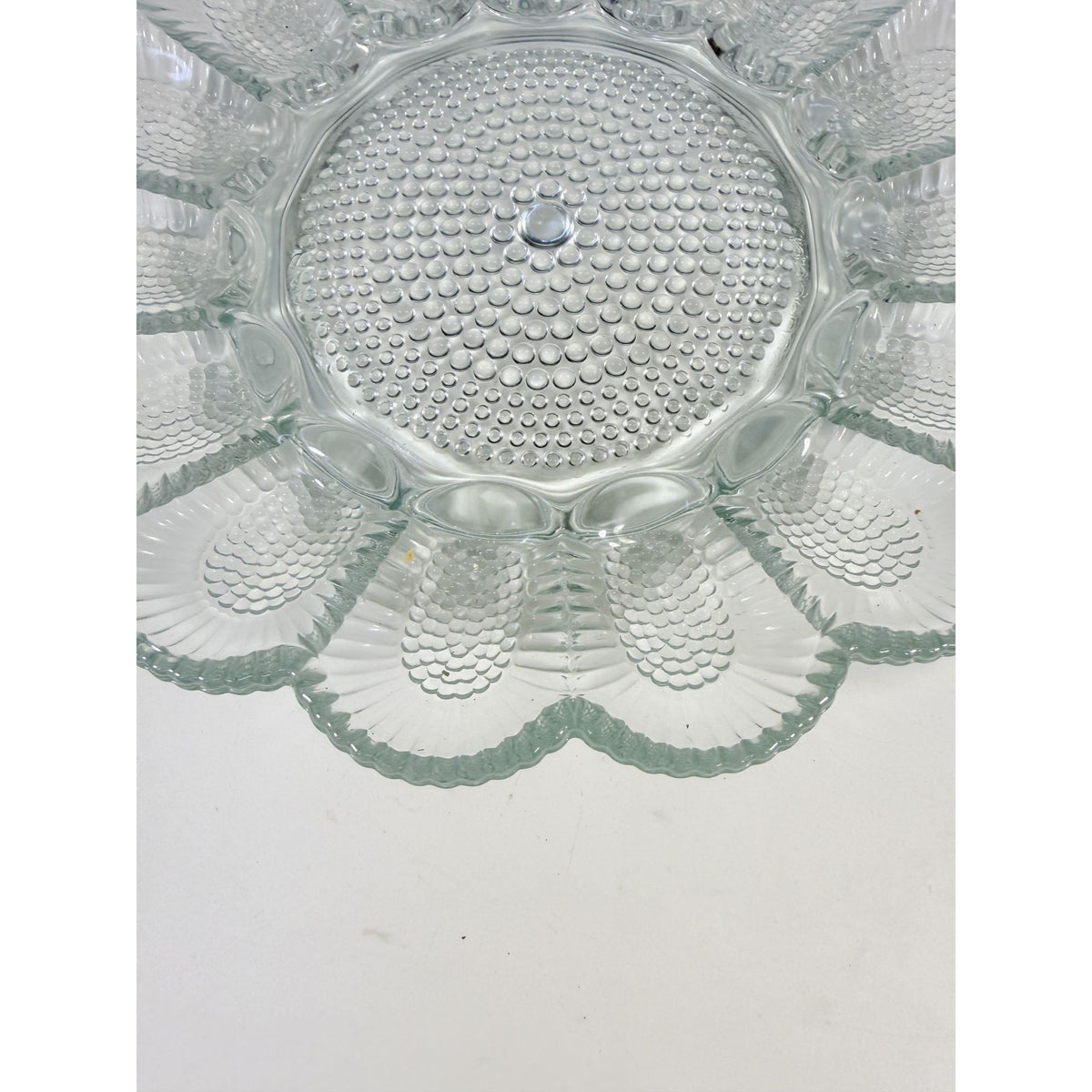 Deviled Egg Plate Platter Indiana Glass Clear Hobnail Vintage 15 Count  Serveware Hostess Party