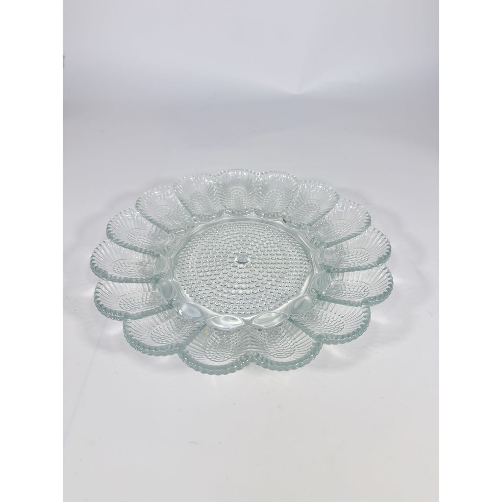 Deviled Egg Plate Platter Indiana Glass Clear Hobnail Vintage 15 Count  Serveware Hostess Party