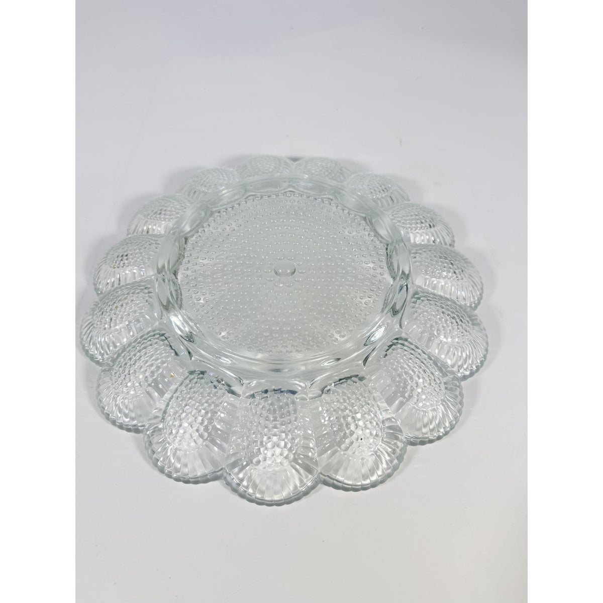 Deviled Egg Plate Platter Indiana Glass Clear Hobnail Vintage 15 Count  Serveware Hostess Party