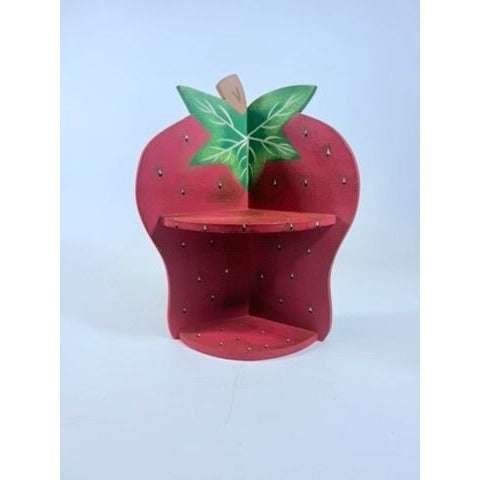 Wall Corner Shelf 90s Strawberry Vintage Wood Hanging Red Hand Painted Farmhouse Country Cottage Granny Core Home Decor Decorative Kitchen