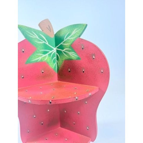 Wall Corner Shelf 90s Strawberry Vintage Wood Hanging Red Hand Painted Farmhouse Country Cottage Granny Core Home Decor Decorative Kitchen