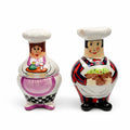 Salt and Pepper Shakers Mr and Mrs Chef Hand Painted Vintage Porcelain Ceramic Large Collectible Kitchen Tools Utensils