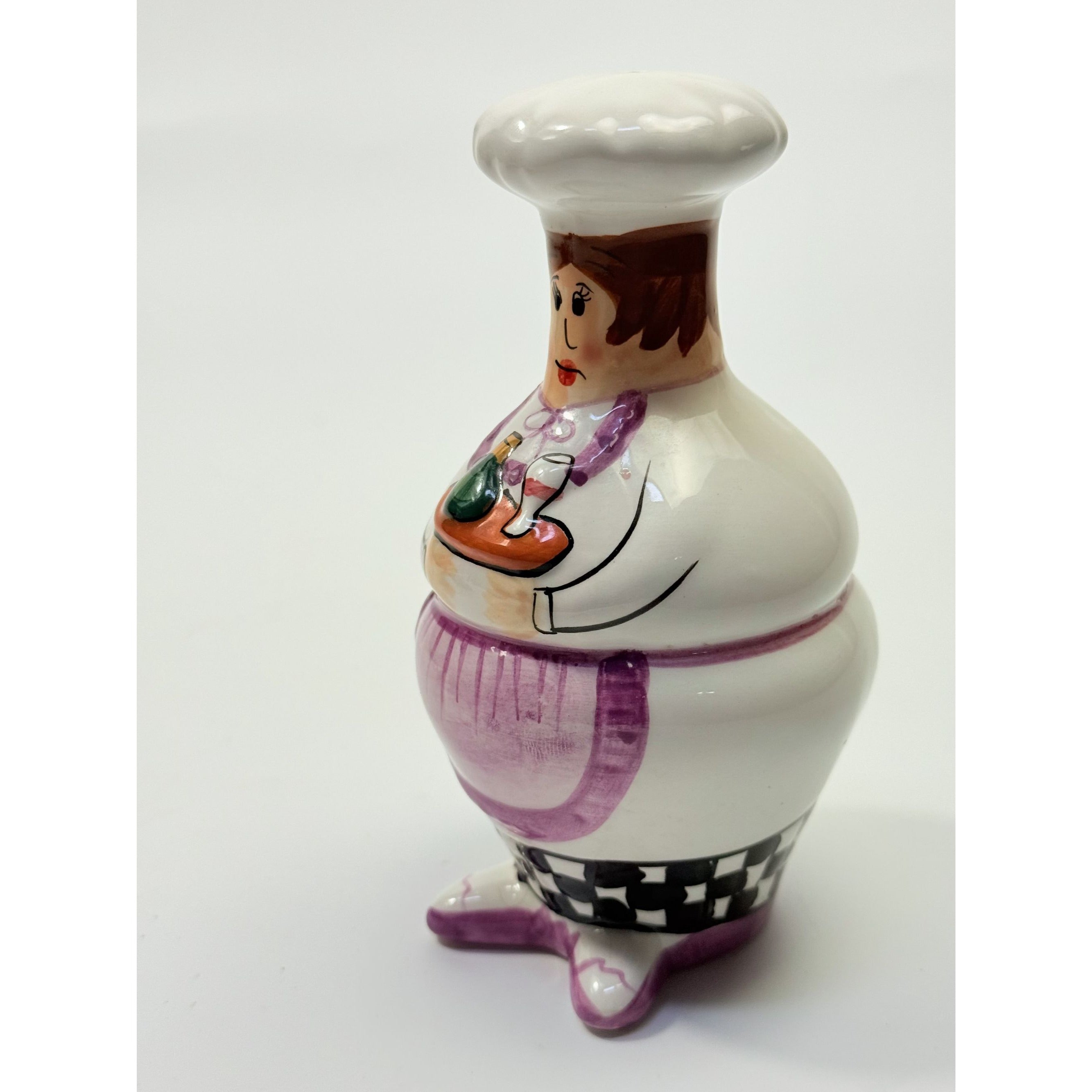 Salt and Pepper Shakers Mr and Mrs Chef Hand Painted Vintage Porcelain Ceramic Large Collectible Kitchen Tools Utensils