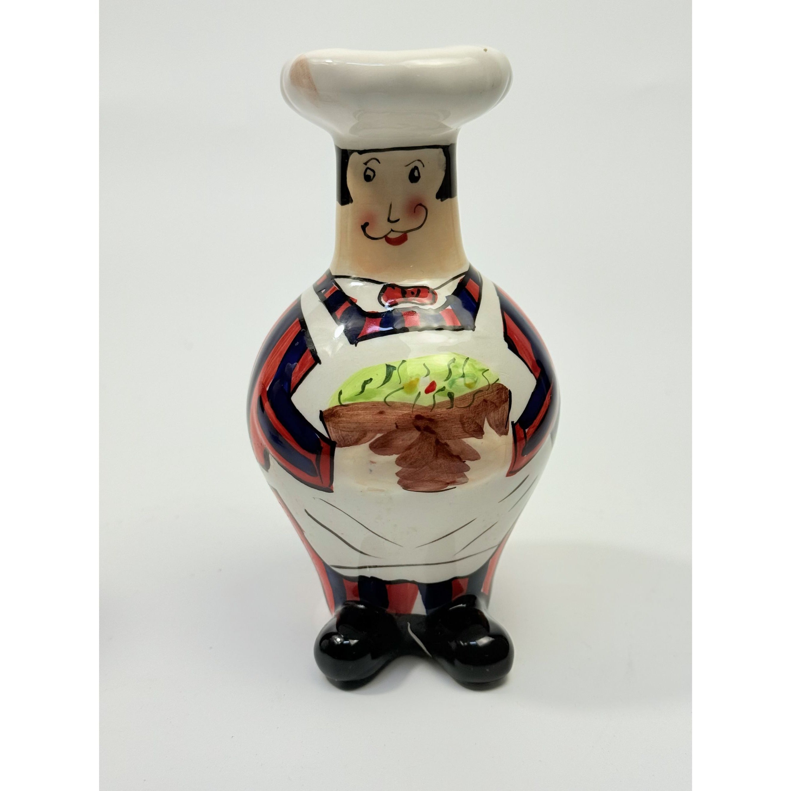 Salt and Pepper Shakers Mr and Mrs Chef Hand Painted Vintage Porcelain Ceramic Large Collectible Kitchen Tools Utensils
